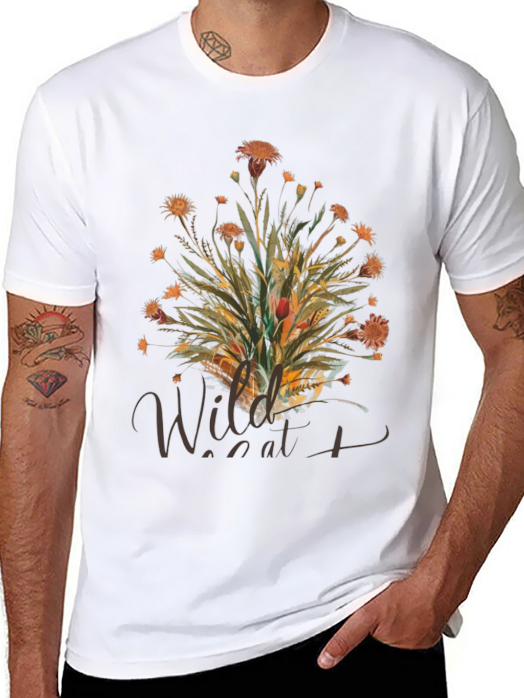 Wildcat Floral Print Black T-Shirt