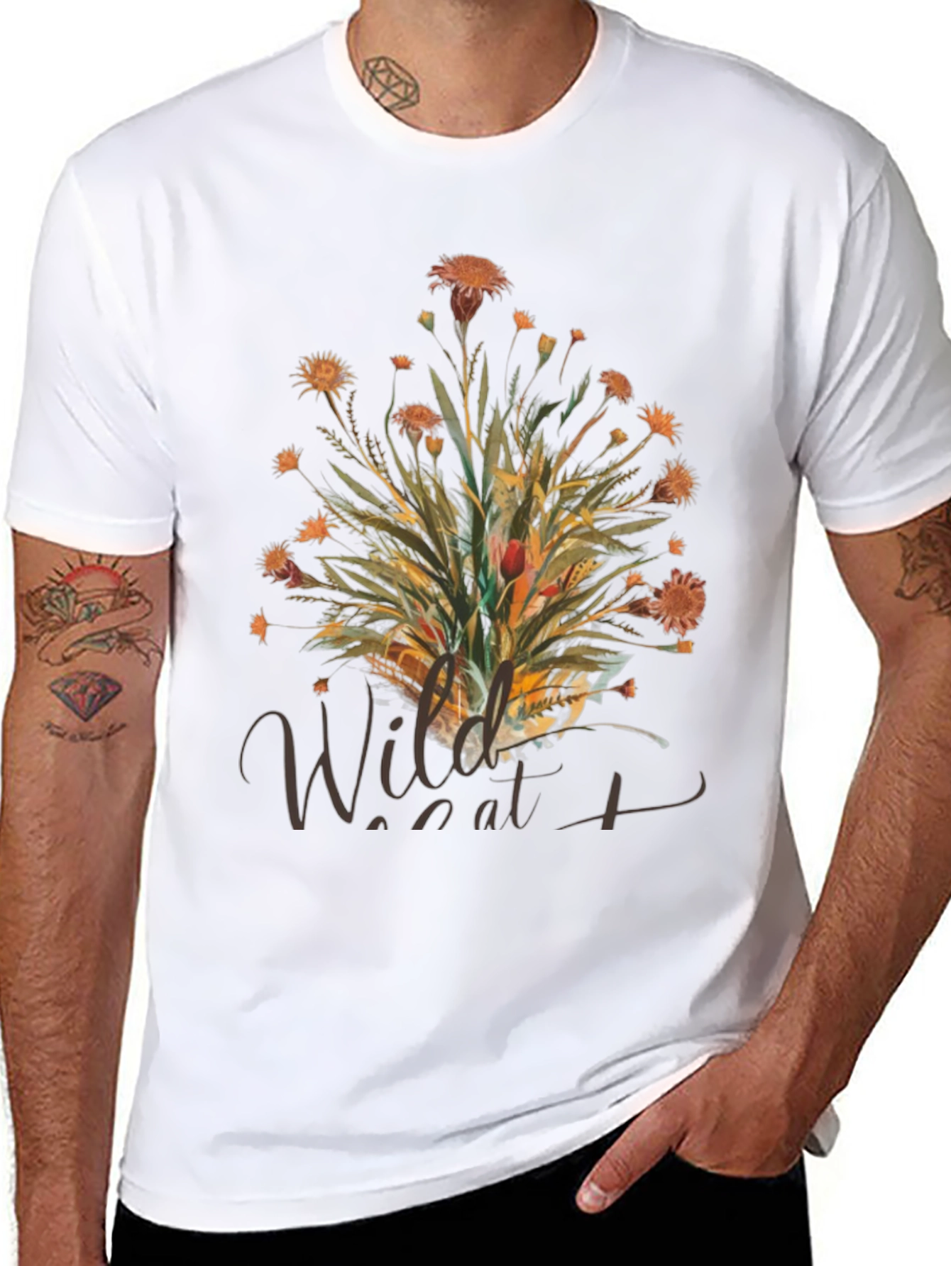 Wildcat Floral Print Black T-Shirt