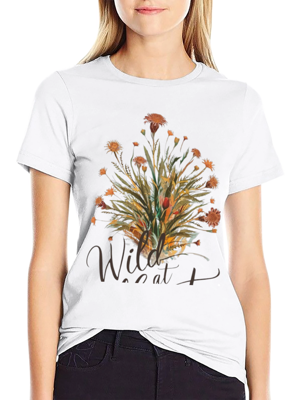 Wildcat Floral Print Black T-Shirt