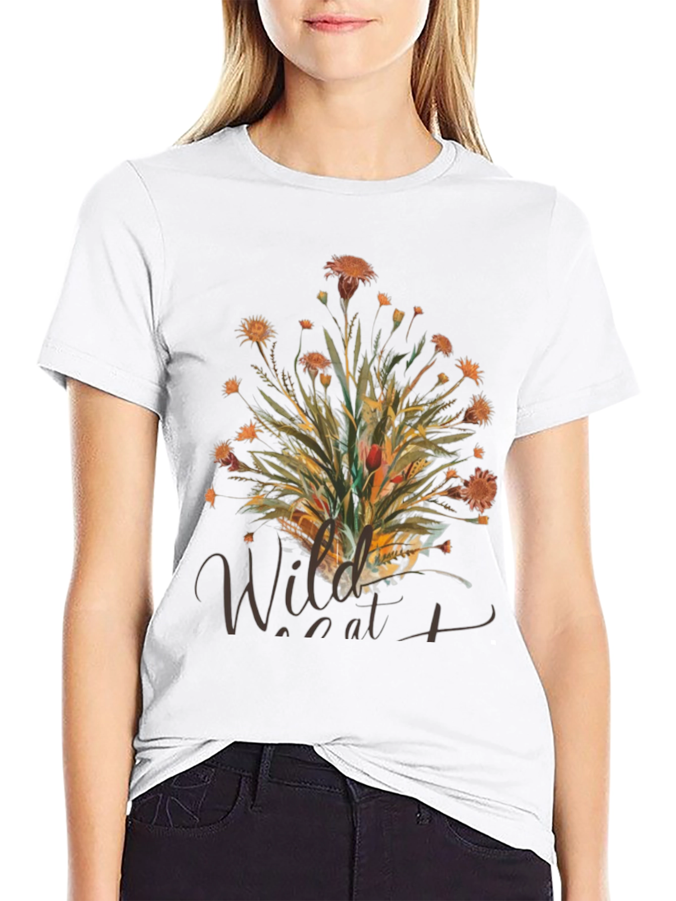 Wildcat Floral Print Black T-Shirt