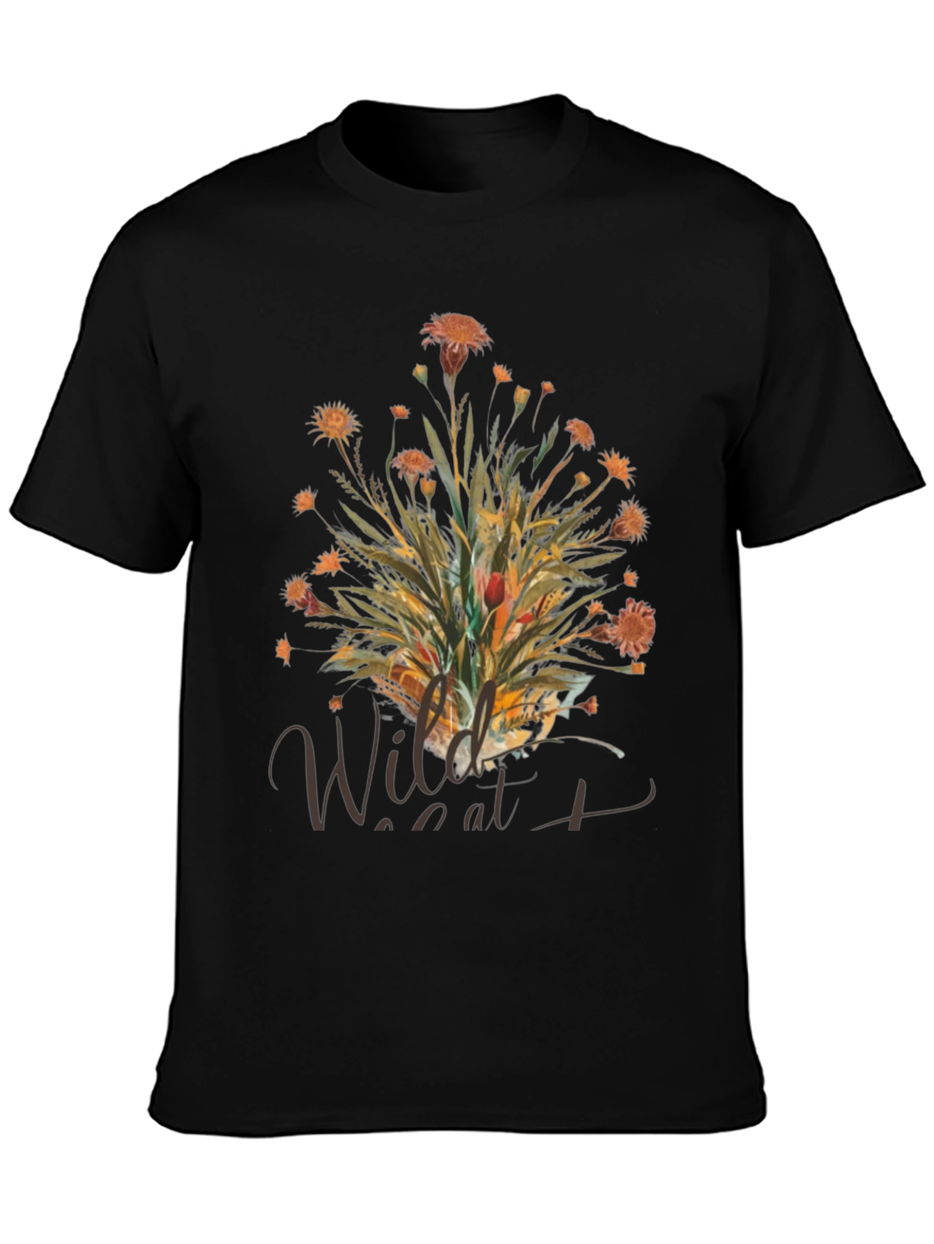 Wildcat Floral Print Black T-Shirt