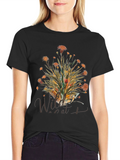 Wildcat Floral Print Black T-Shirt