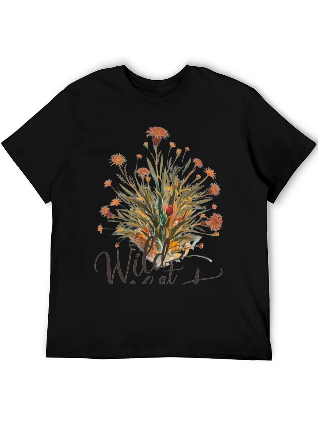 Wildcat Floral Print Black T-Shirt