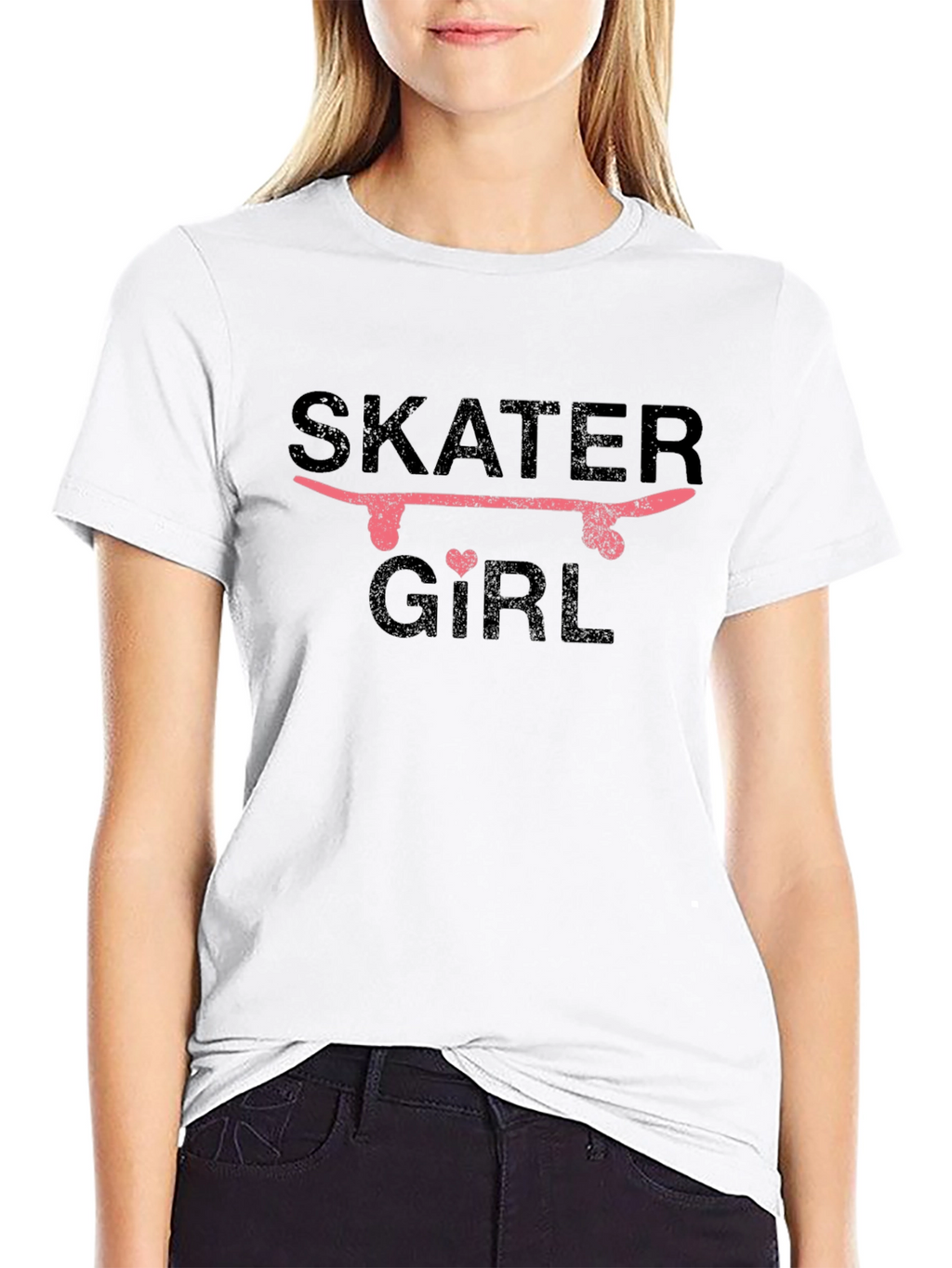 Skater Girl Graphic T-Shirt - Black