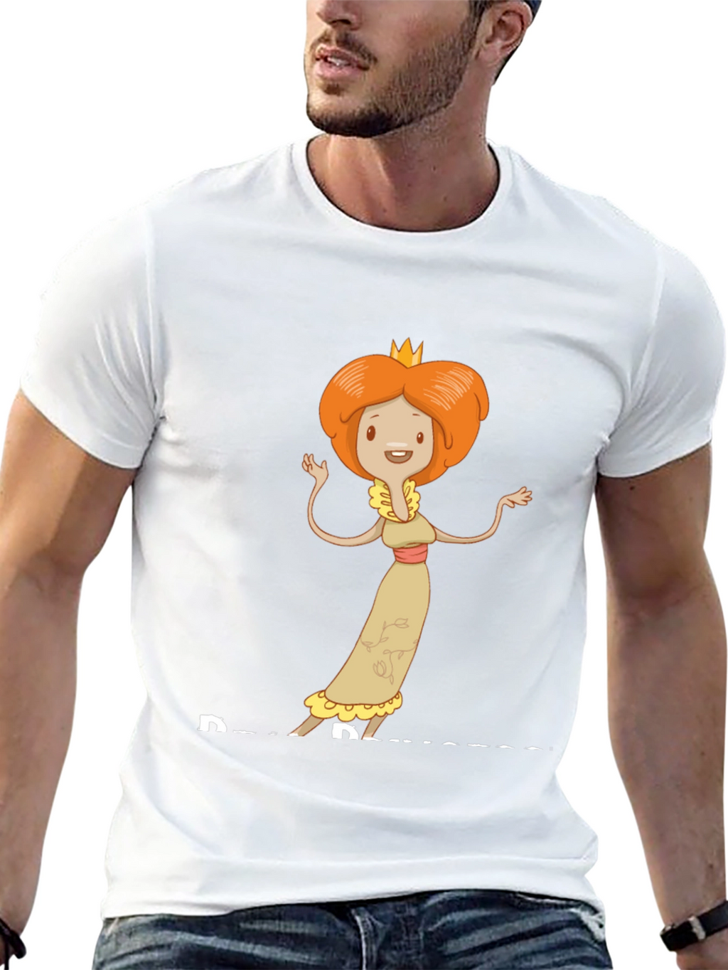 Cartoon Princess Graphic T-Shirt - Black Cotton Tee