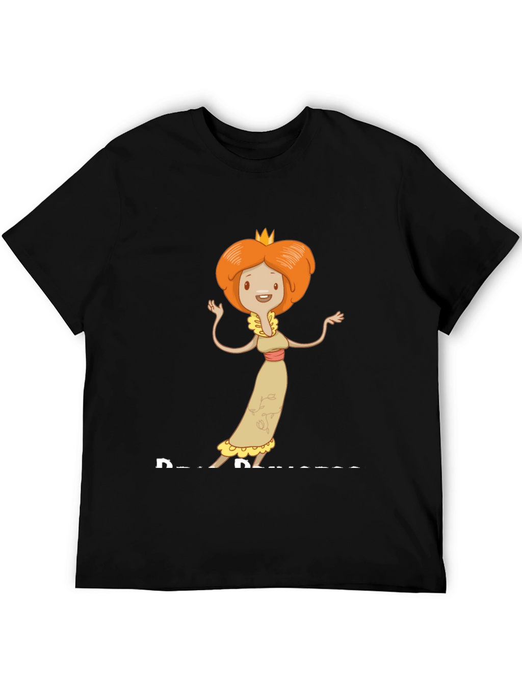 Cartoon Princess Graphic T-Shirt - Black Cotton Tee
