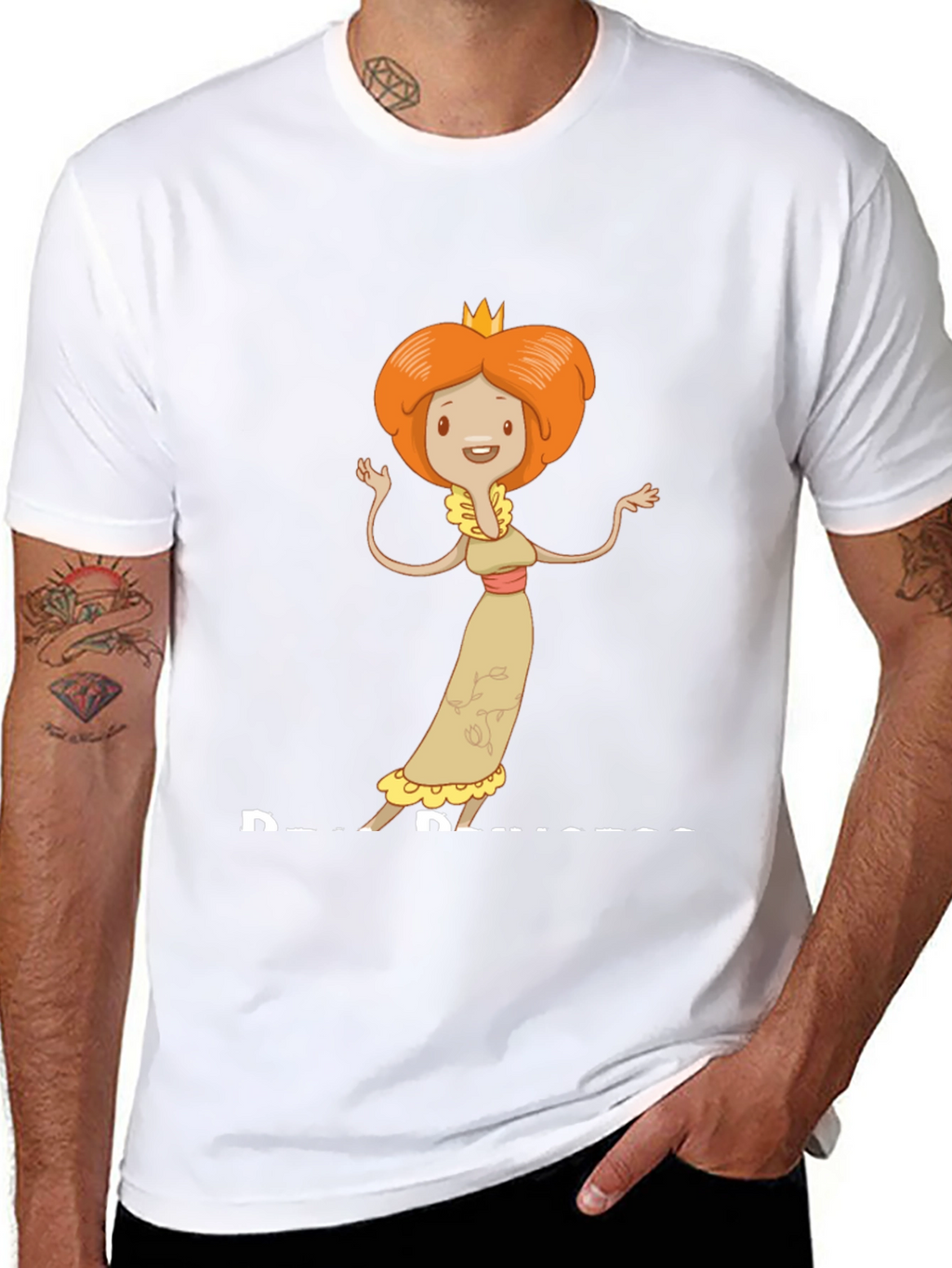 Cartoon Princess Graphic T-Shirt - Black Cotton Tee