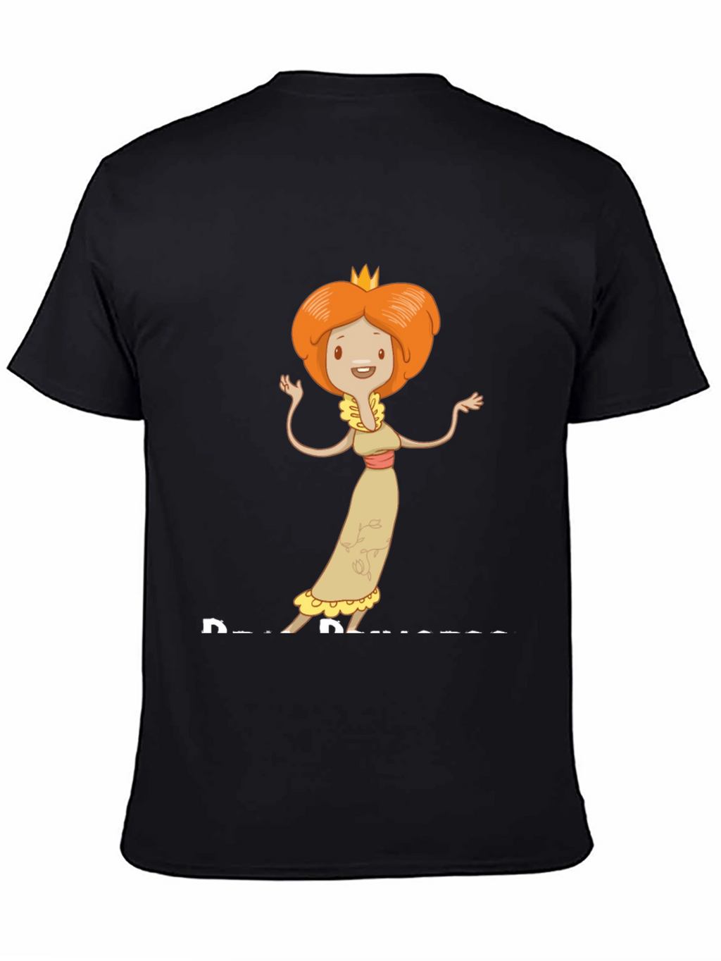 Cartoon Princess Graphic T-Shirt - Black Cotton Tee