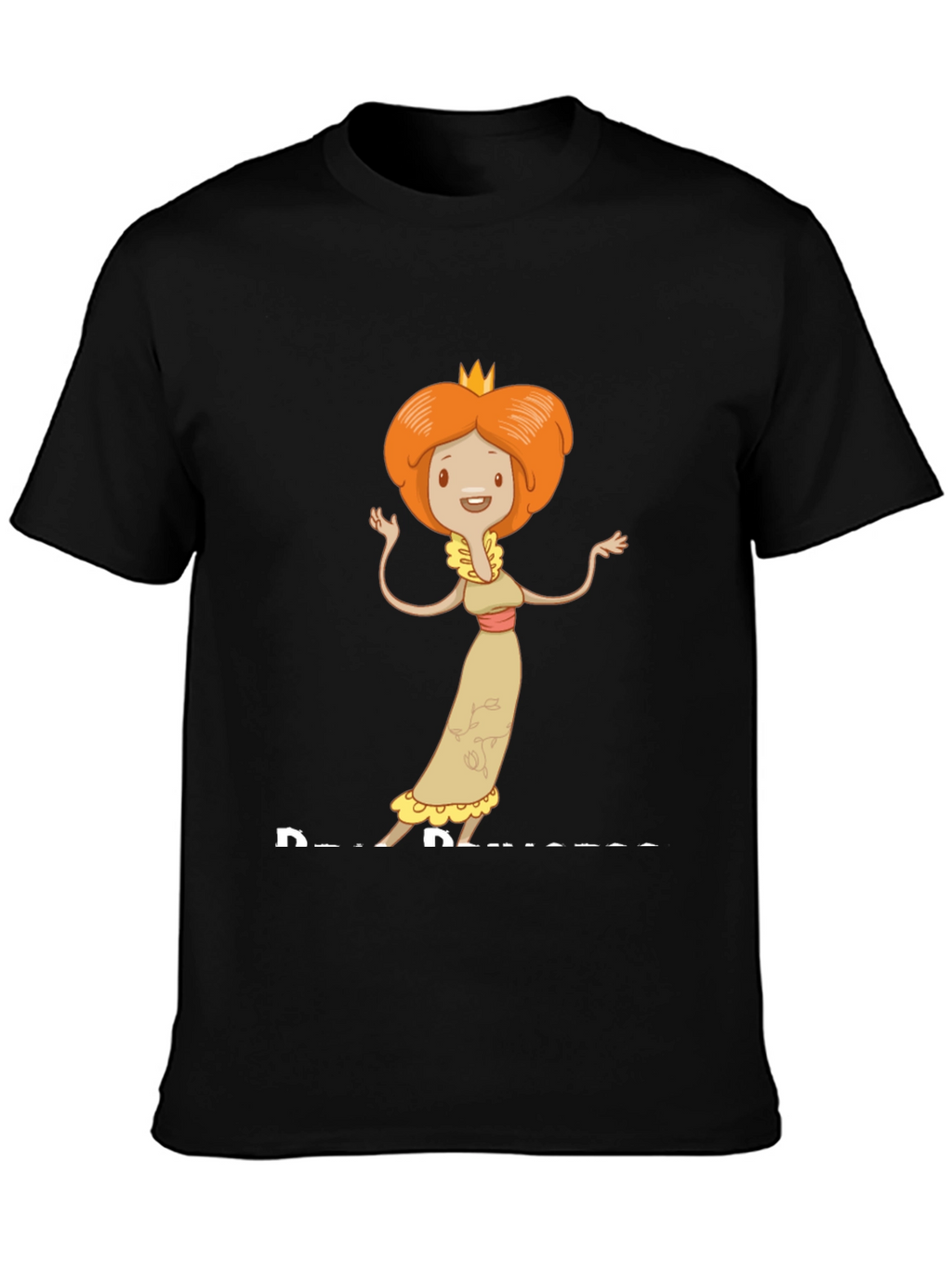 Cartoon Princess Graphic T-Shirt - Black Cotton Tee
