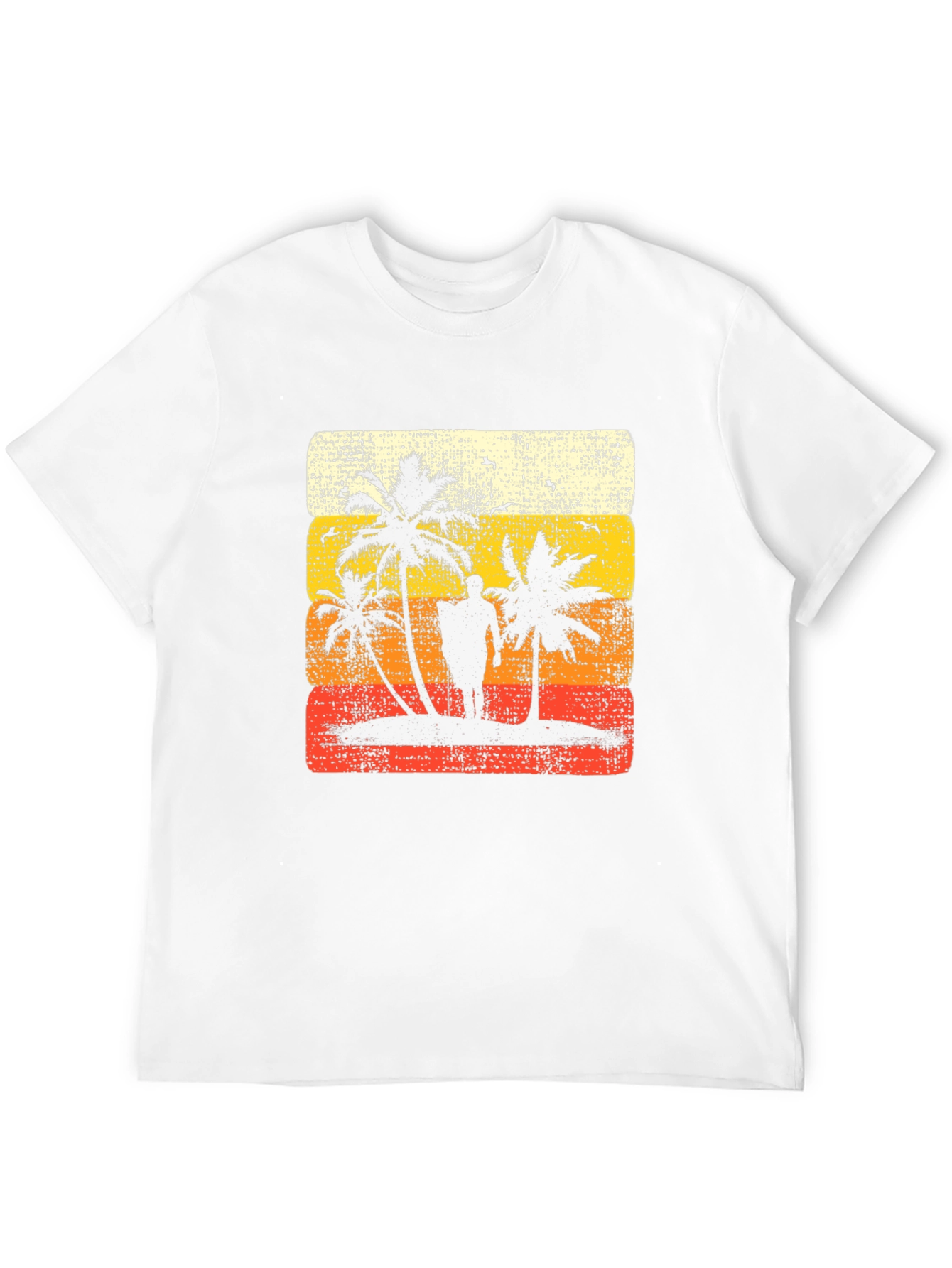 Retro Sunset Palm Tree Graphic Tee - Black