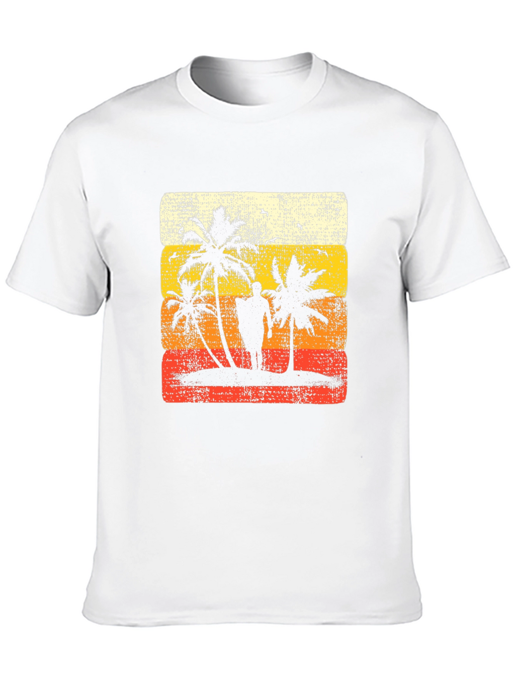 Retro Sunset Palm Tree Graphic Tee - Black