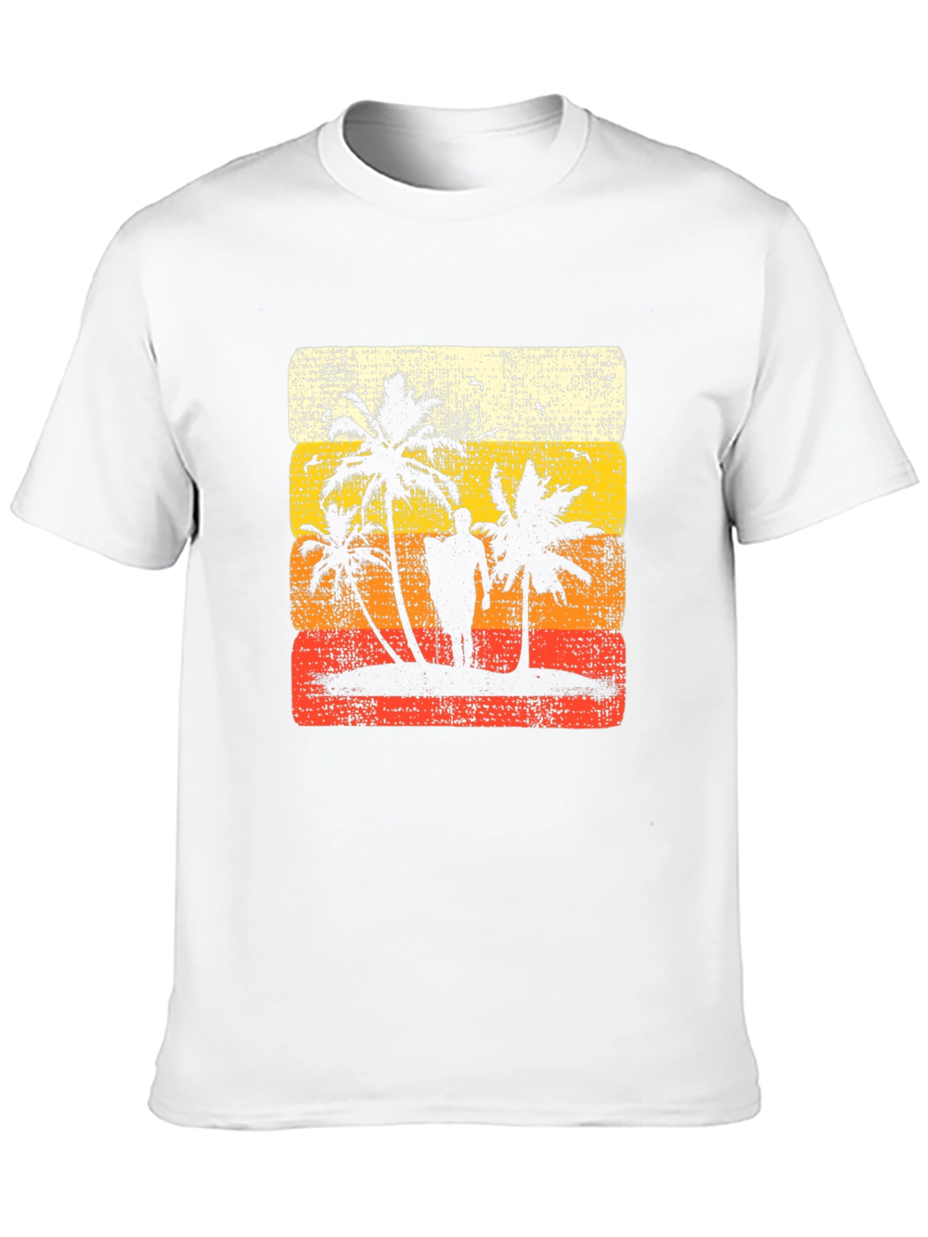 Retro Sunset Palm Tree Graphic Tee - Black