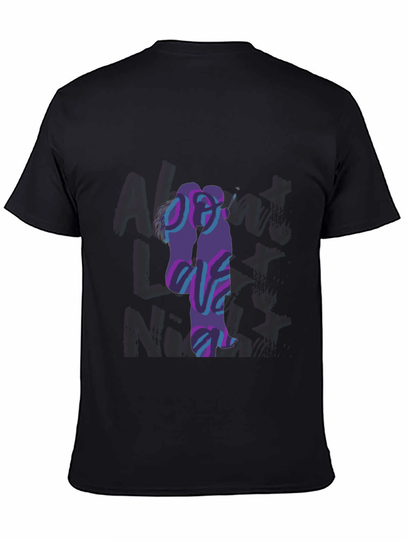 Abstract Couple Graphic Black T-Shirt