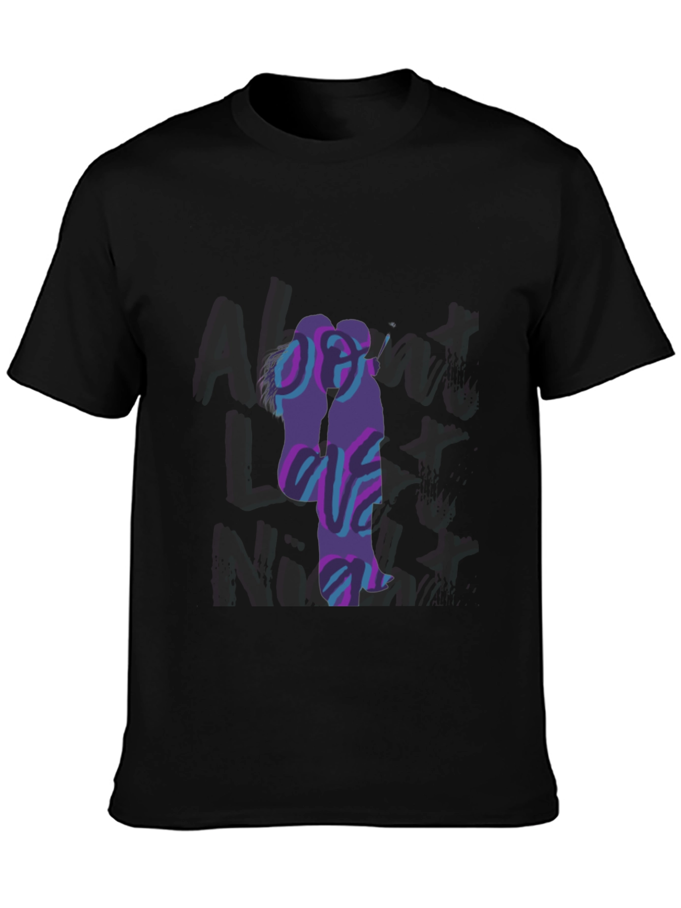 Abstract Couple Graphic Black T-Shirt