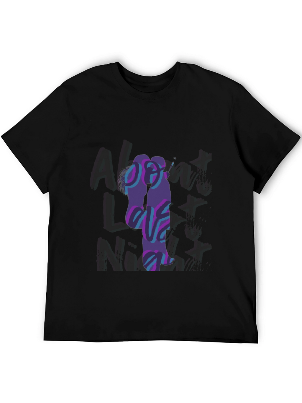 Abstract Couple Graphic Black T-Shirt