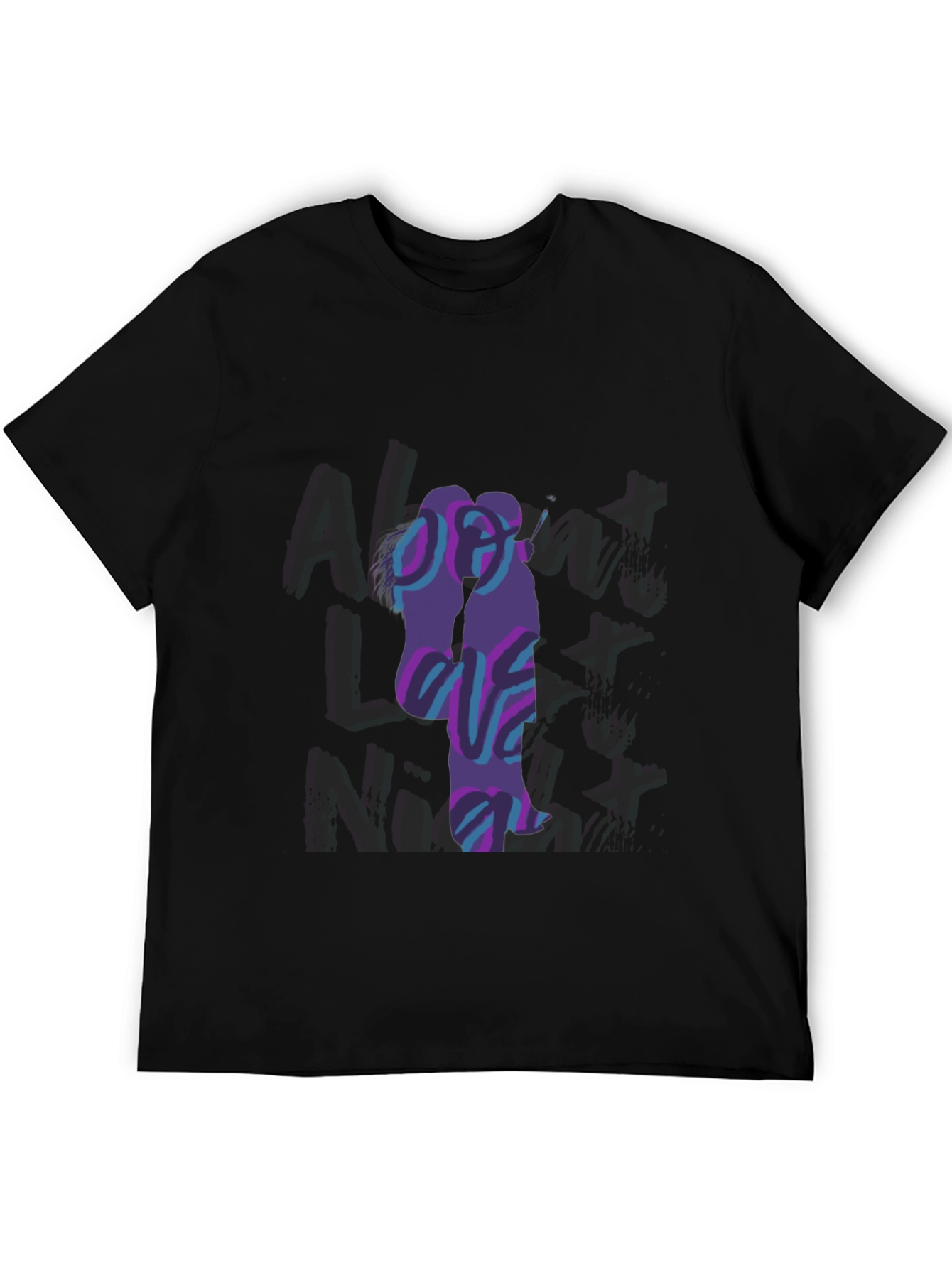 Abstract Couple Graphic Black T-Shirt