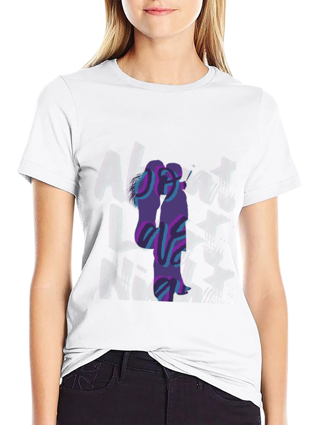 Abstract Couple Graphic Black T-Shirt