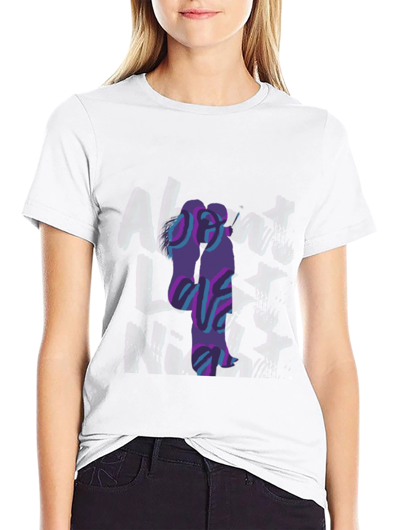 Abstract Couple Graphic Black T-Shirt