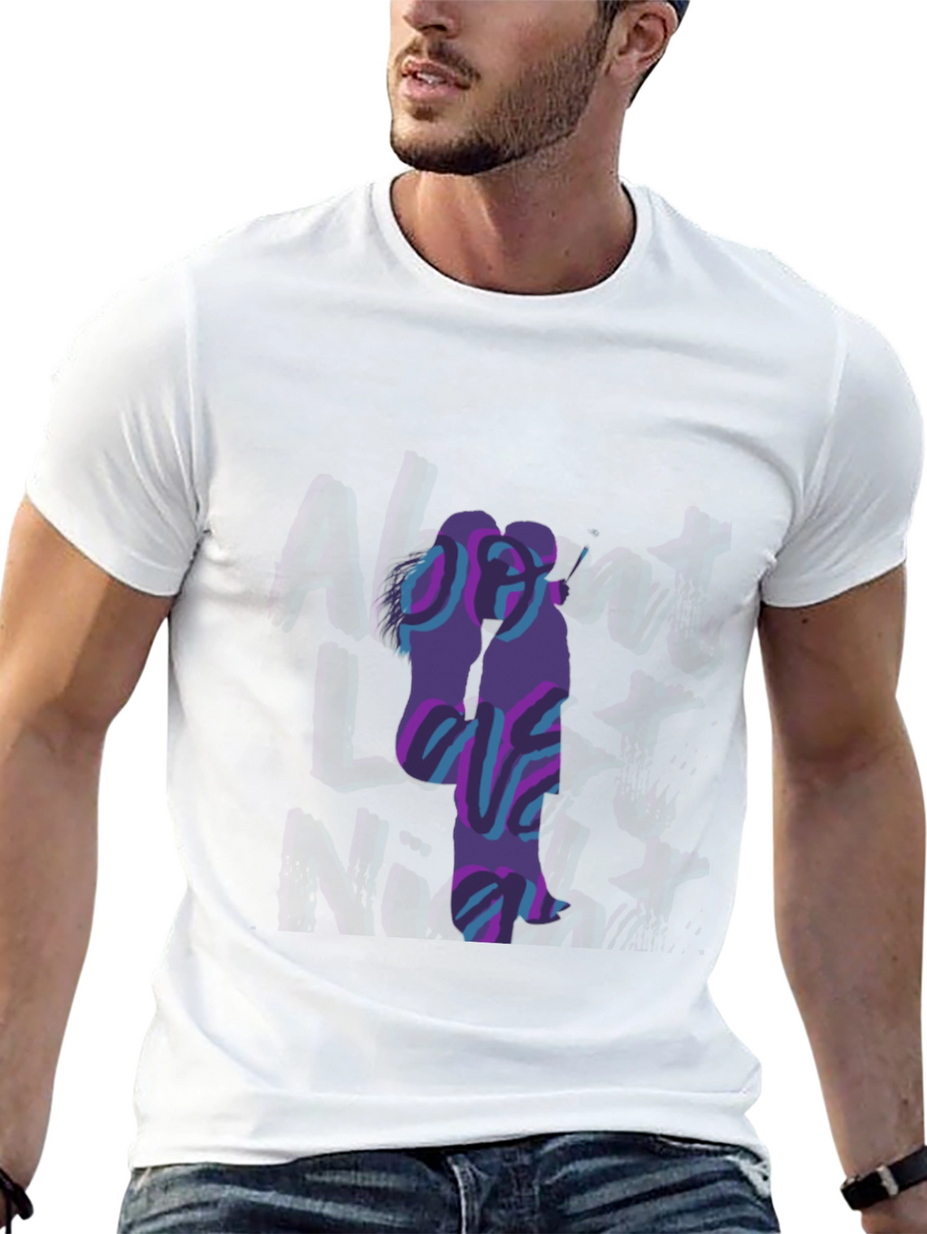 Abstract Couple Graphic Black T-Shirt