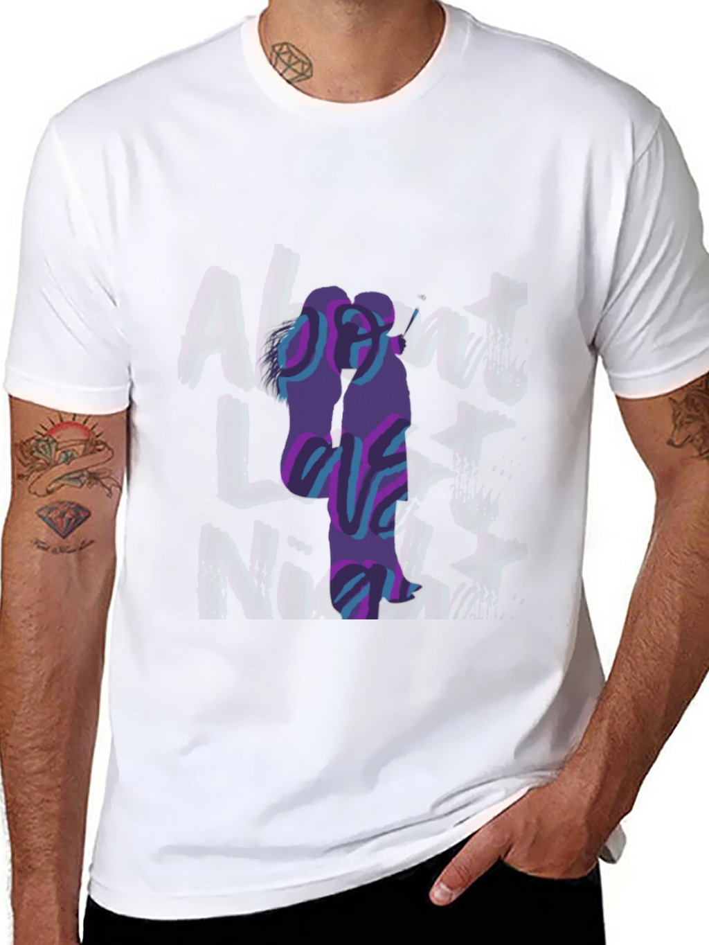 Abstract Couple Graphic Black T-Shirt