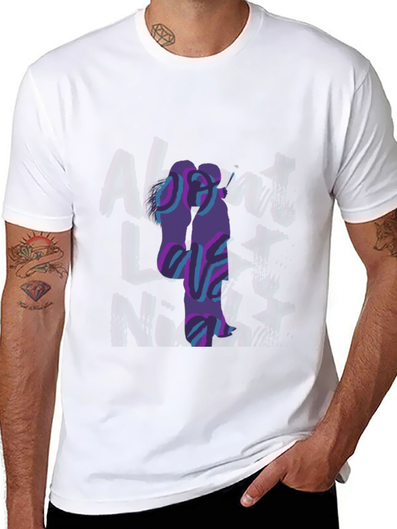 Abstract Couple Graphic Black T-Shirt