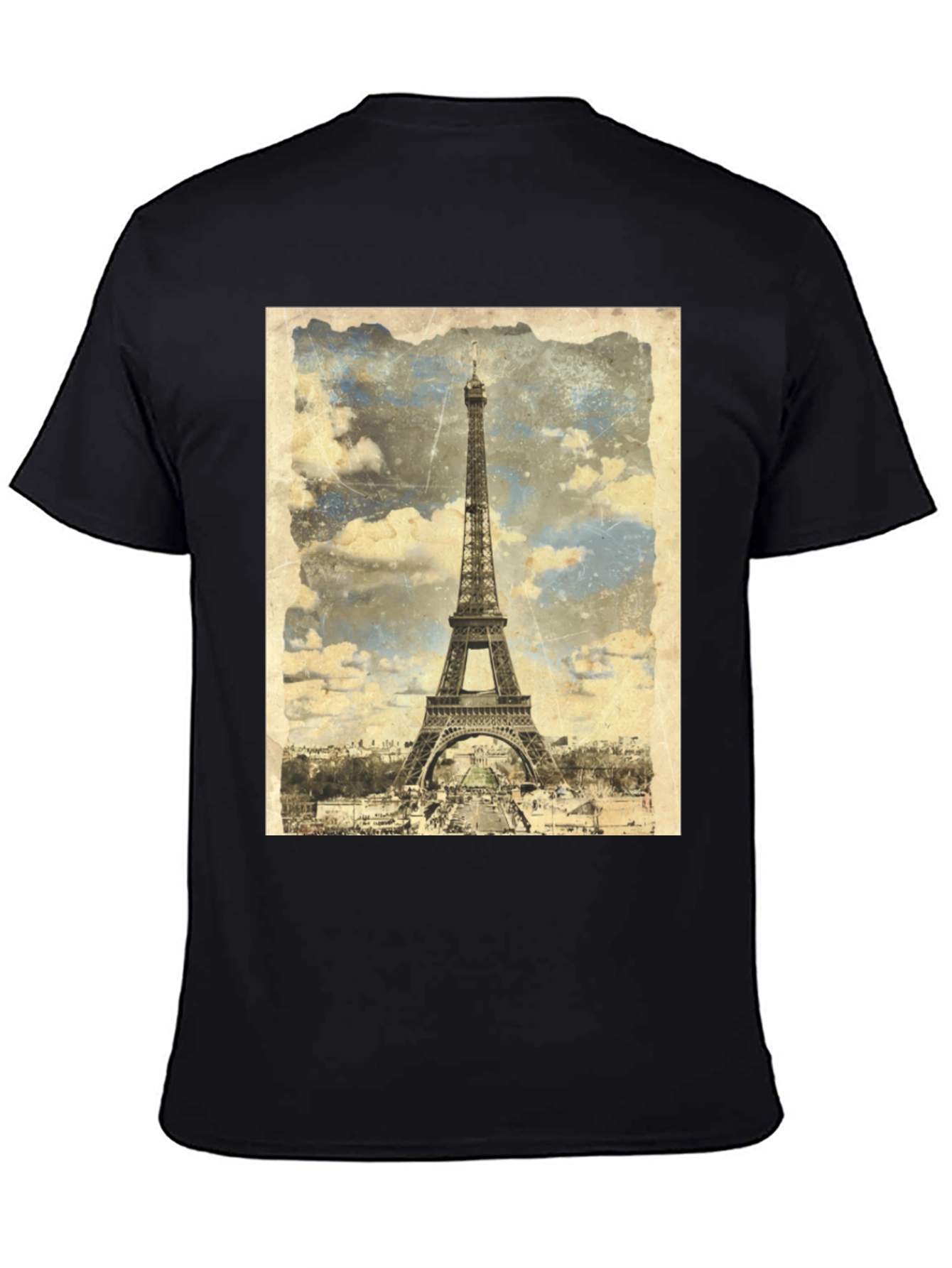 Vintage Eiffel Tower Black T-Shirt