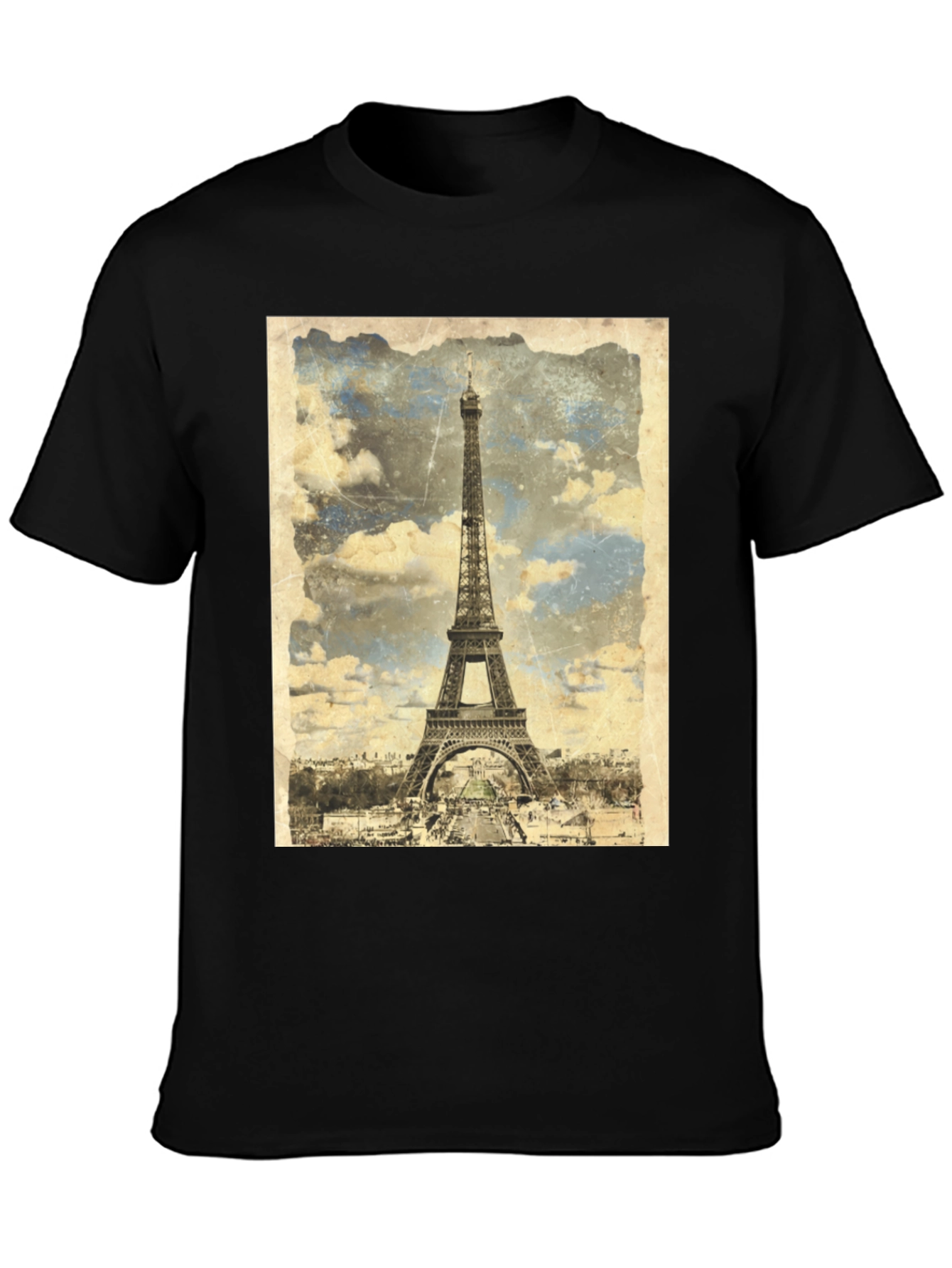 Vintage Eiffel Tower Black T-Shirt
