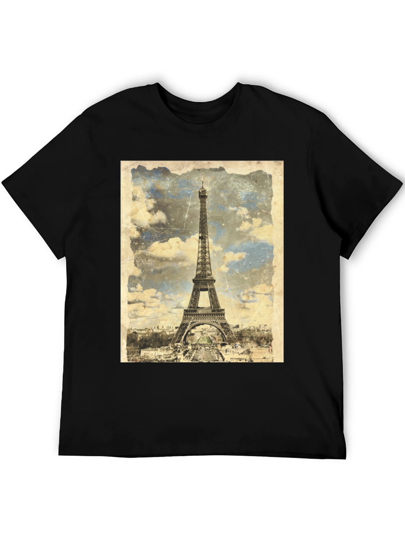 Vintage Eiffel Tower Black T-Shirt