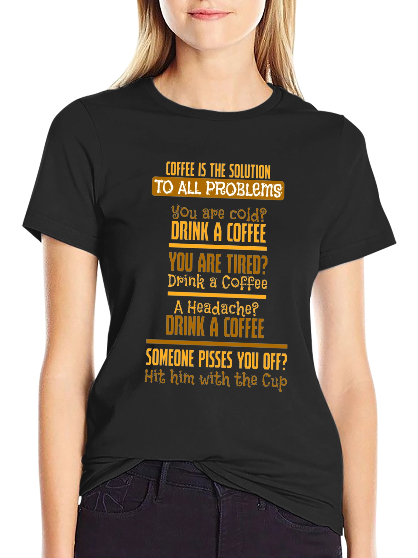 Coffee Solution T-Shirt - Funny Graphic Tee for Coffee Lovers