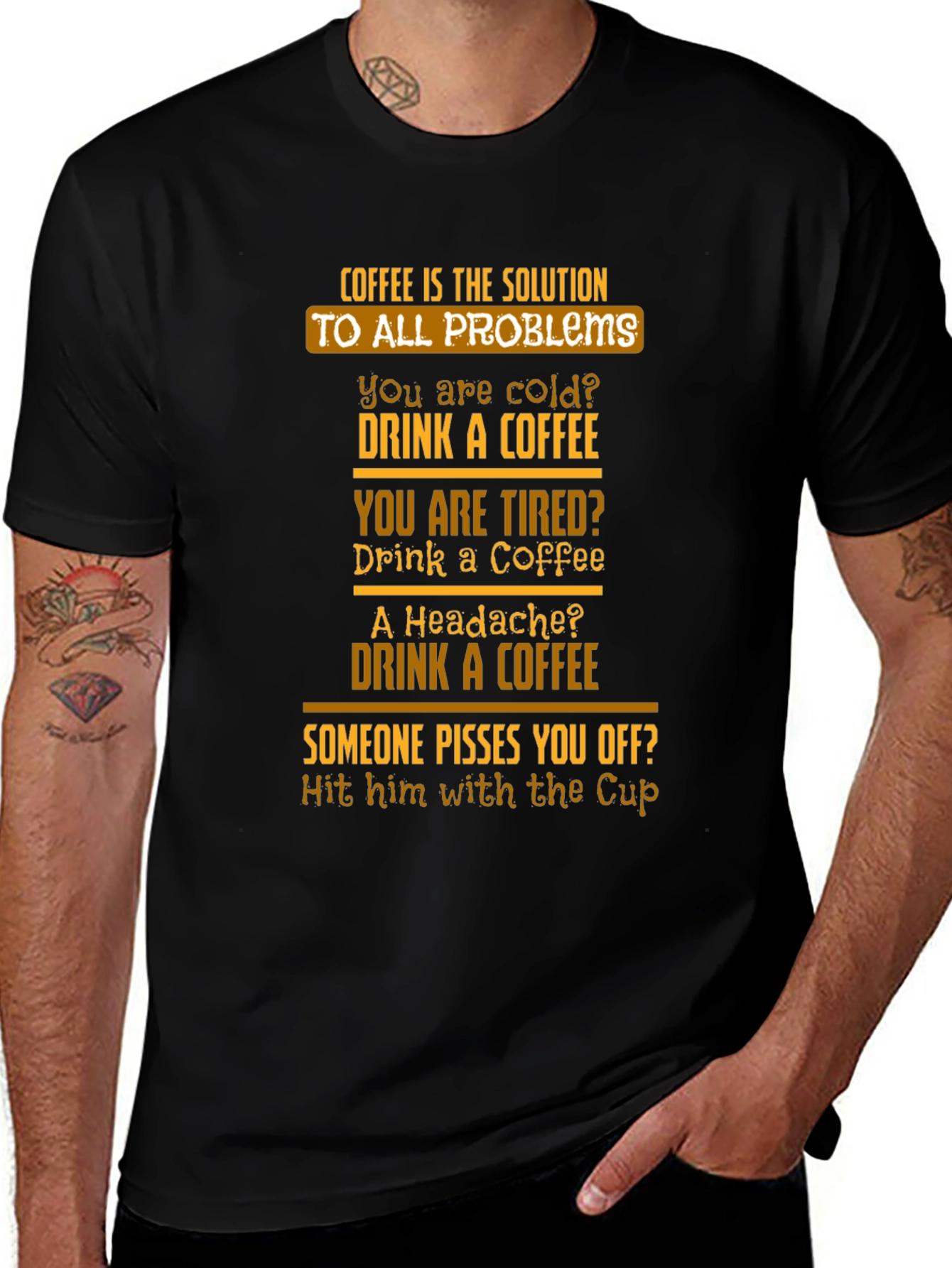 Coffee Solution T-Shirt - Funny Graphic Tee for Coffee Lovers