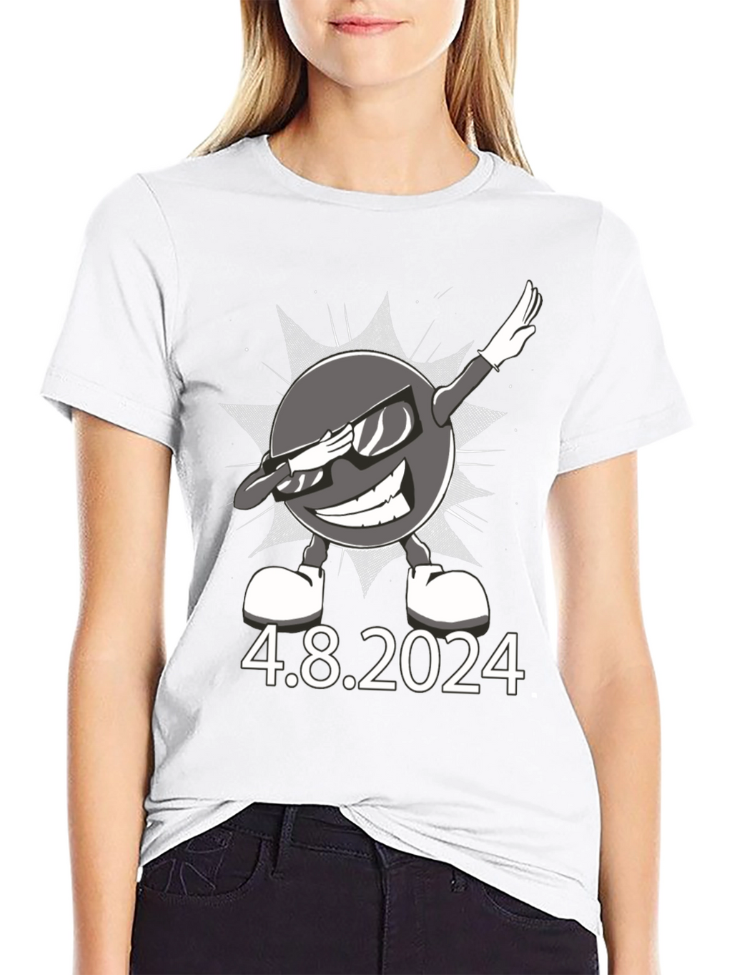 Total Solar Eclipse 4.8.2024 Dabbing Sun T-Shirt
