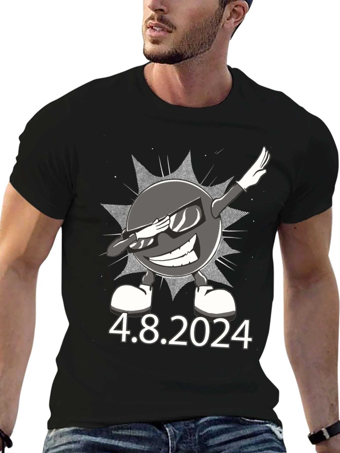 Total Solar Eclipse 4.8.2024 Dabbing Sun T-Shirt