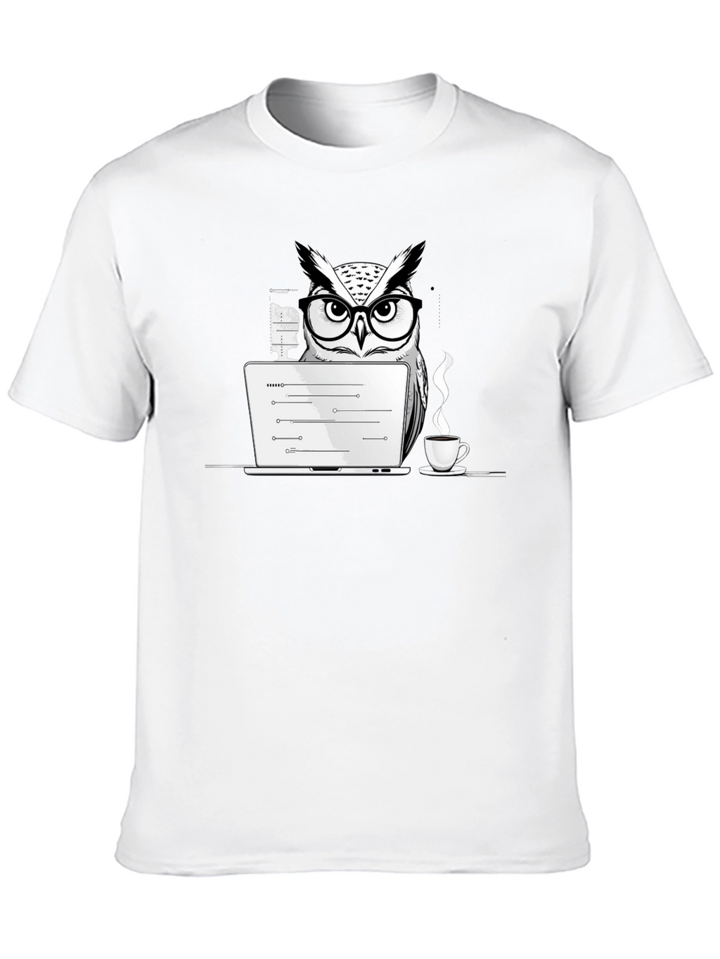 Owl Programmer T-Shirt - Coding with Coffee