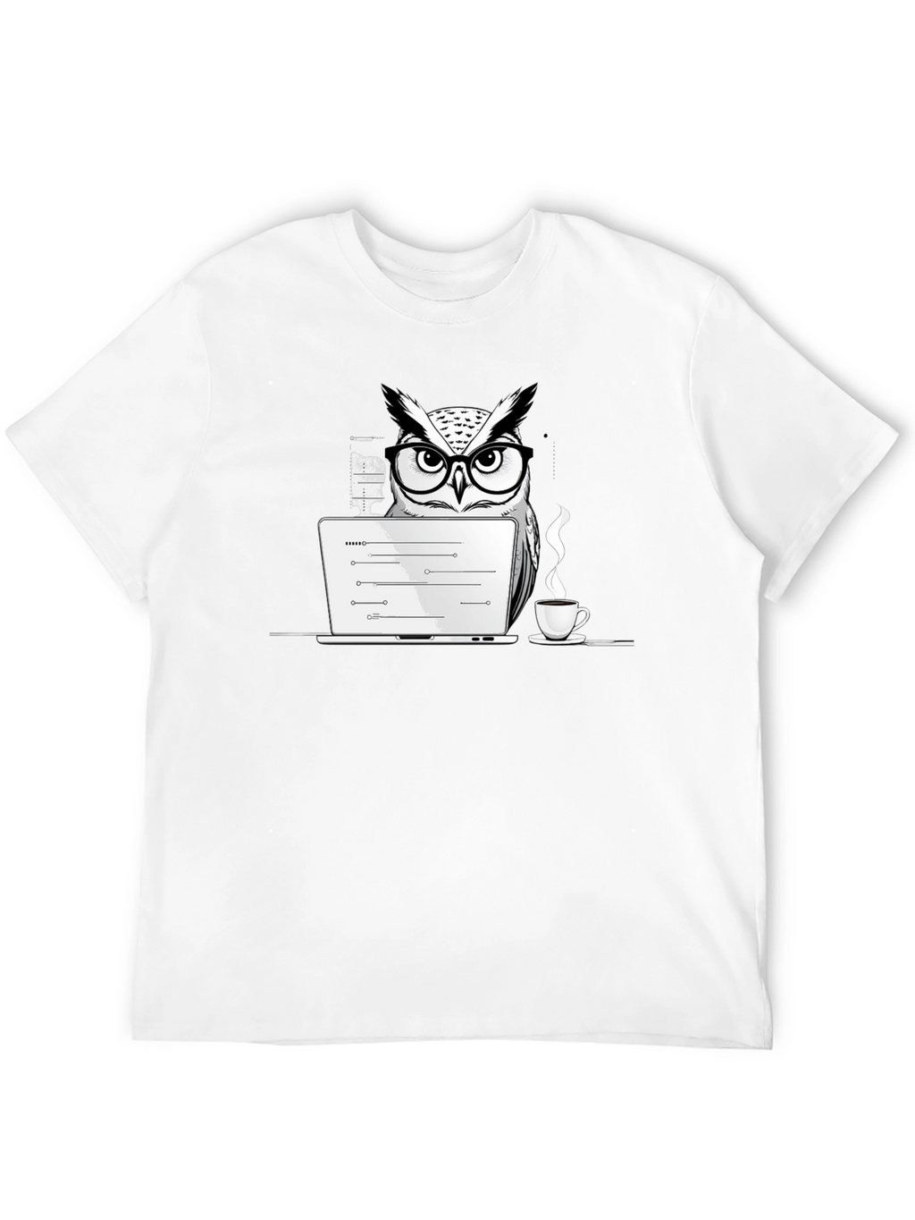 Owl Programmer T-Shirt - Coding with Coffee