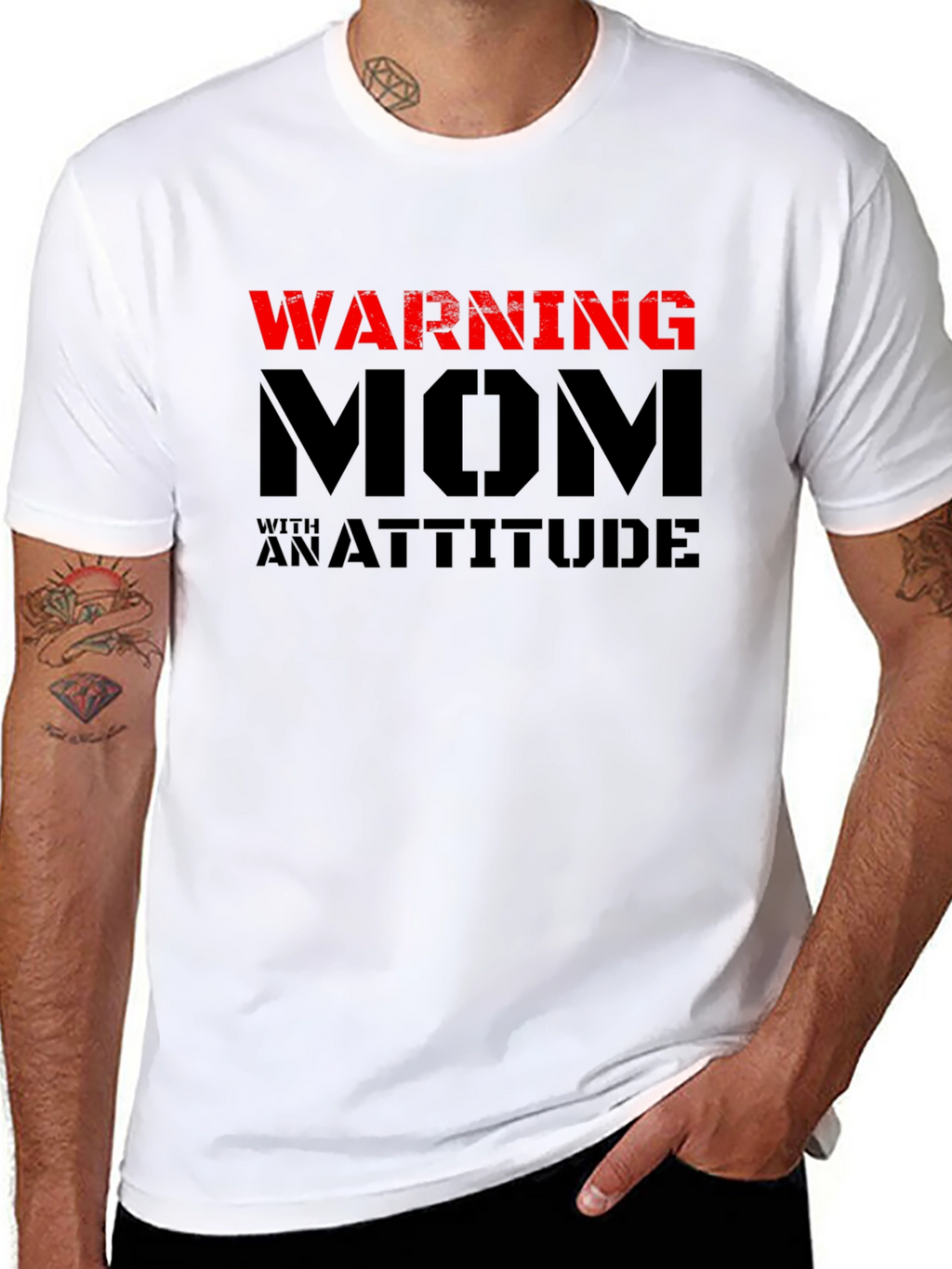 Warning Mom with an Attitude Black T-Shirt
