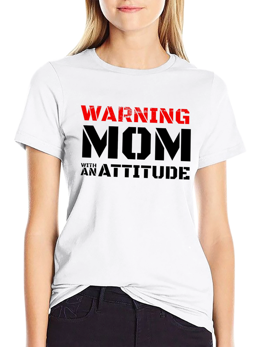Warning Mom with an Attitude Black T-Shirt
