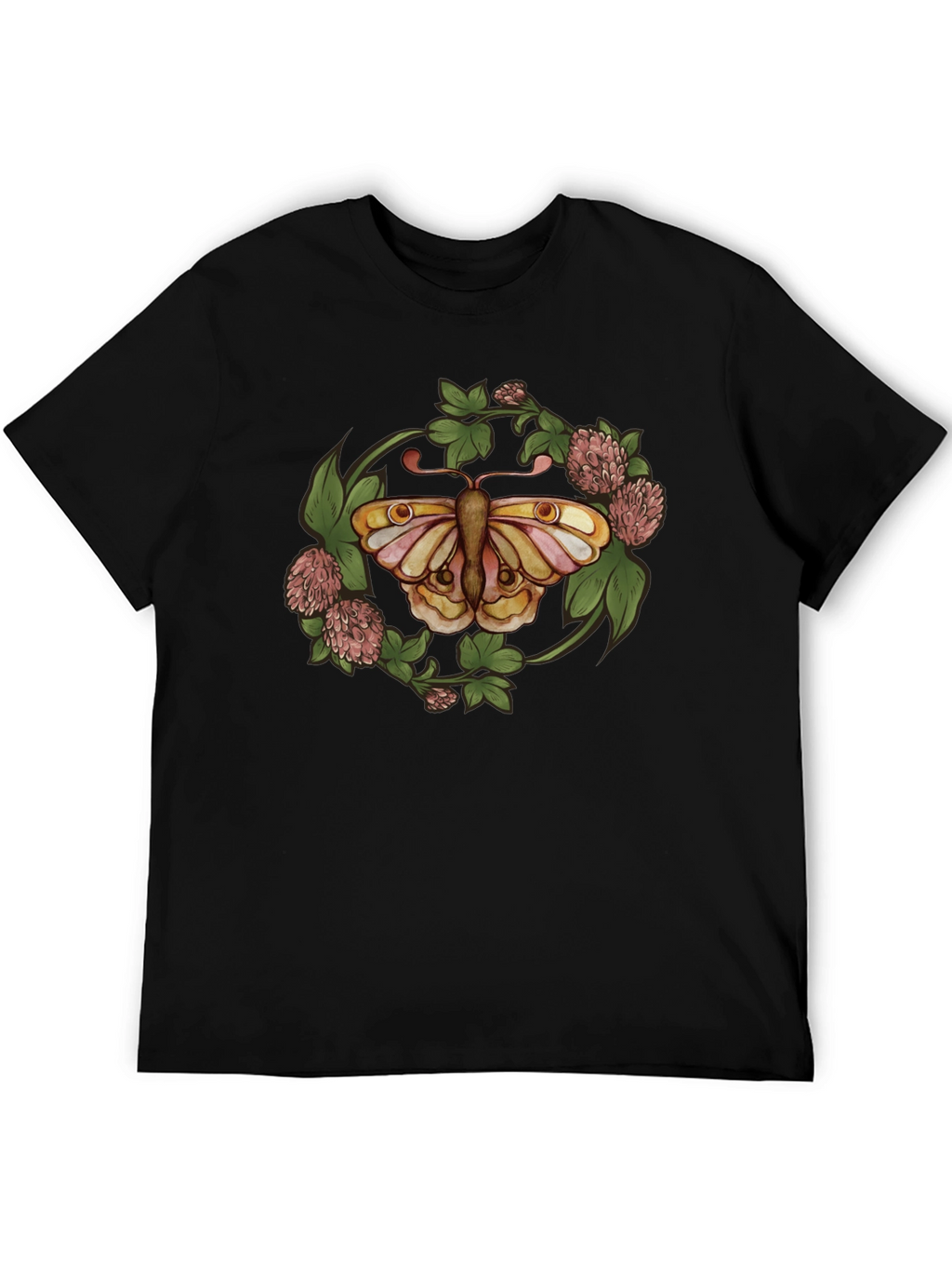 Butterfly Clover Graphic T-Shirt - Nature Inspired Design