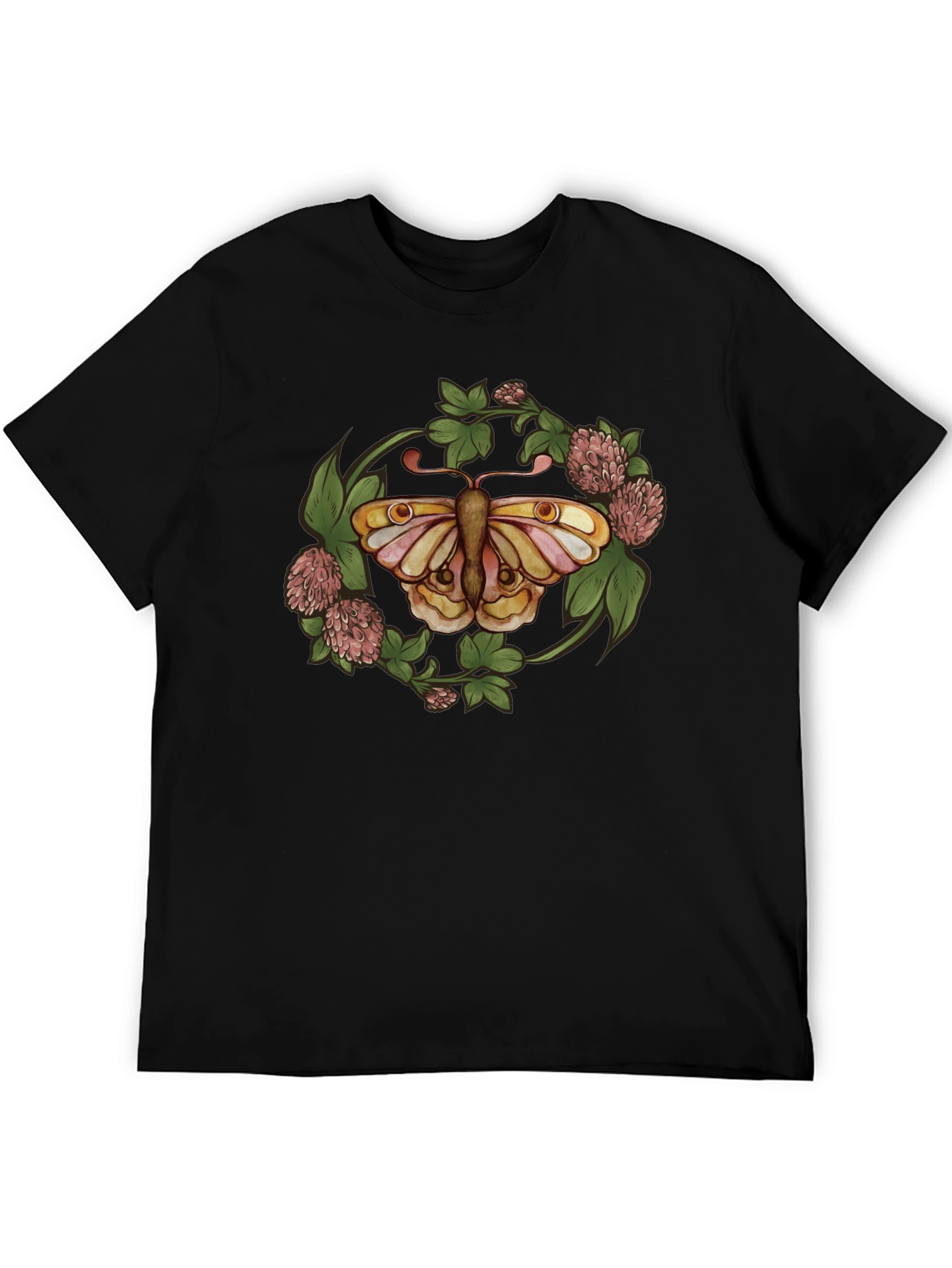 Butterfly Clover Graphic T-Shirt - Nature Inspired Design