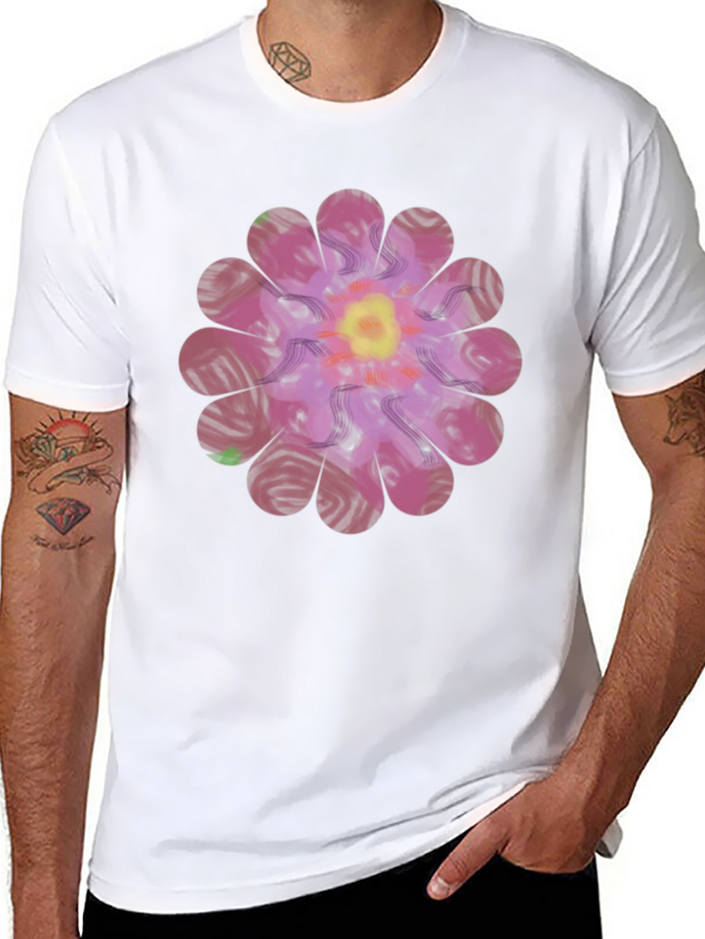 Floral Print Mens T-Shirt - Unique Design