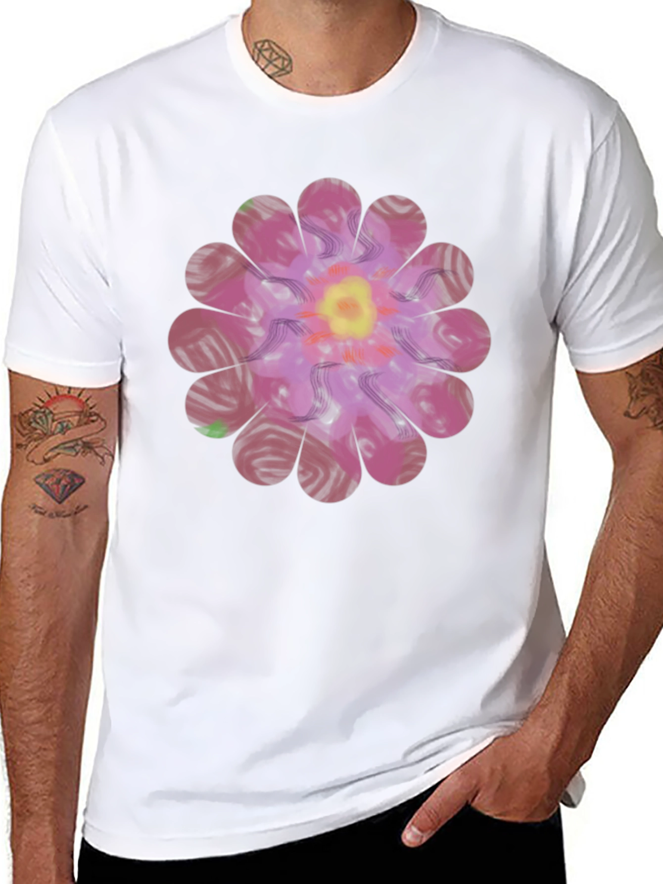 Floral Print Mens T-Shirt - Unique Design