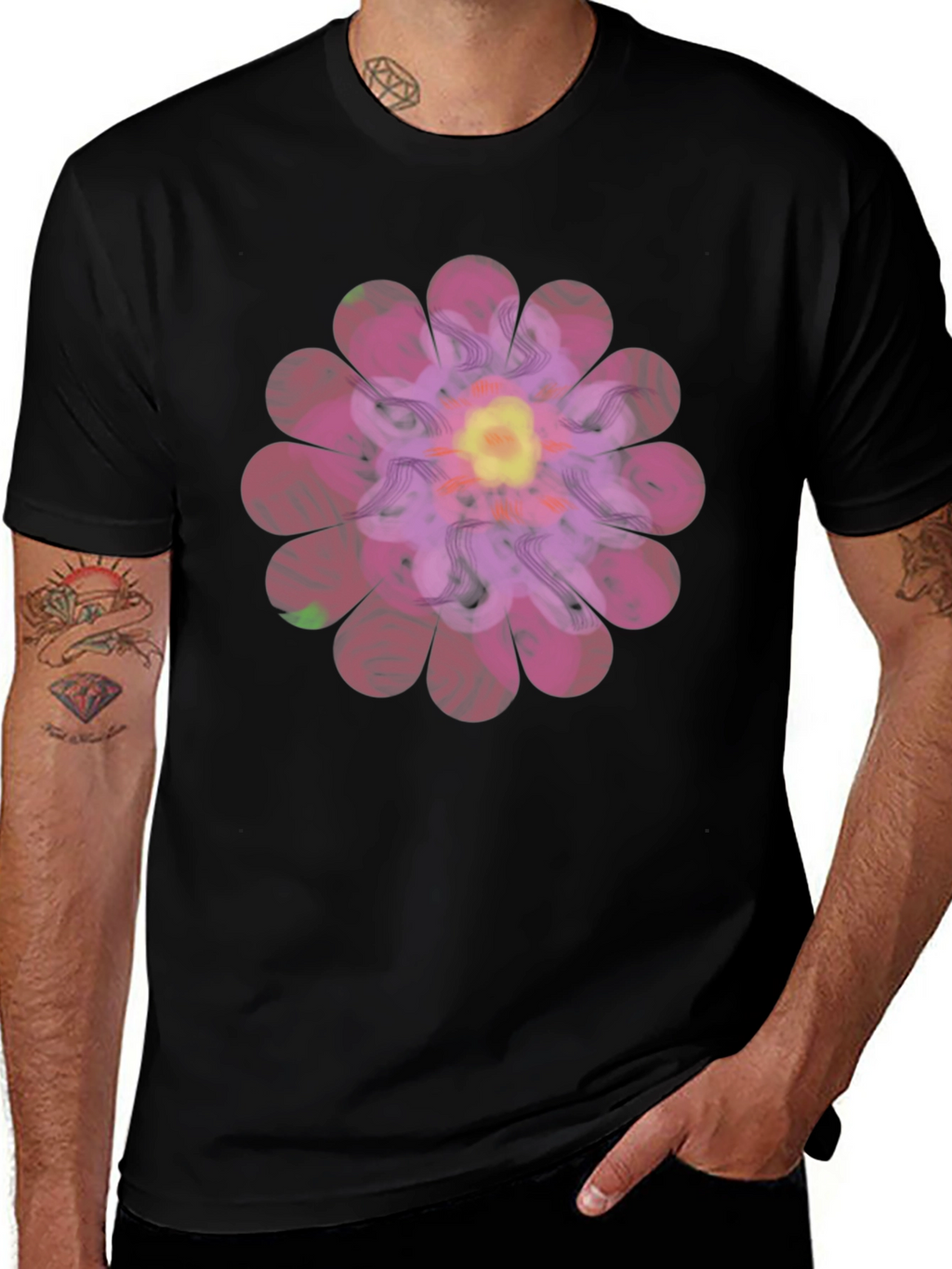 Floral Print Mens T-Shirt - Unique Design