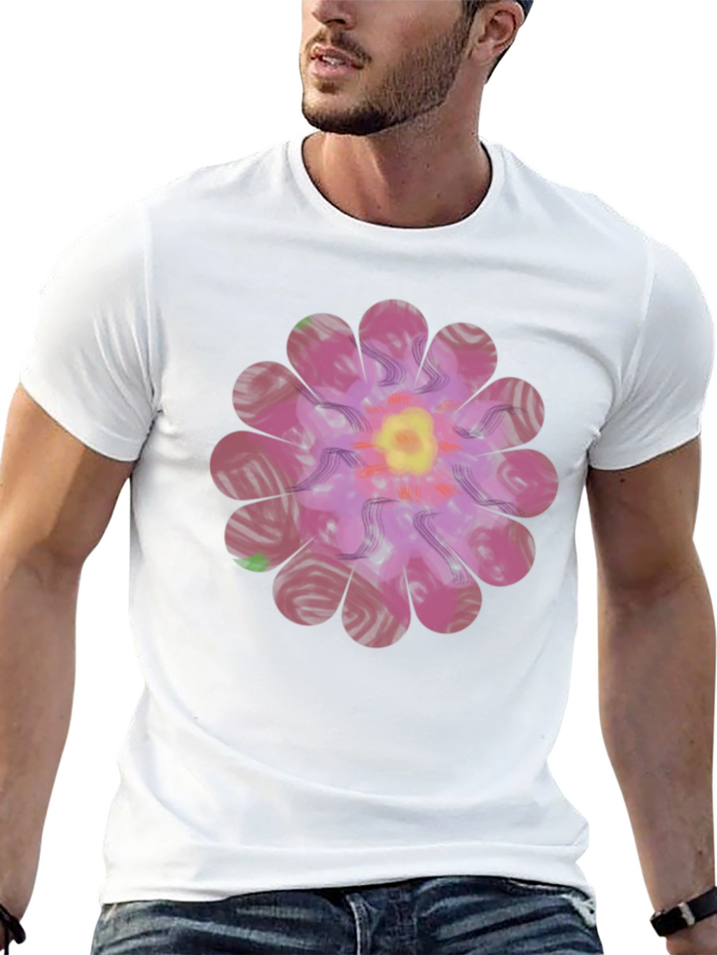 Floral Print Mens T-Shirt - Unique Design