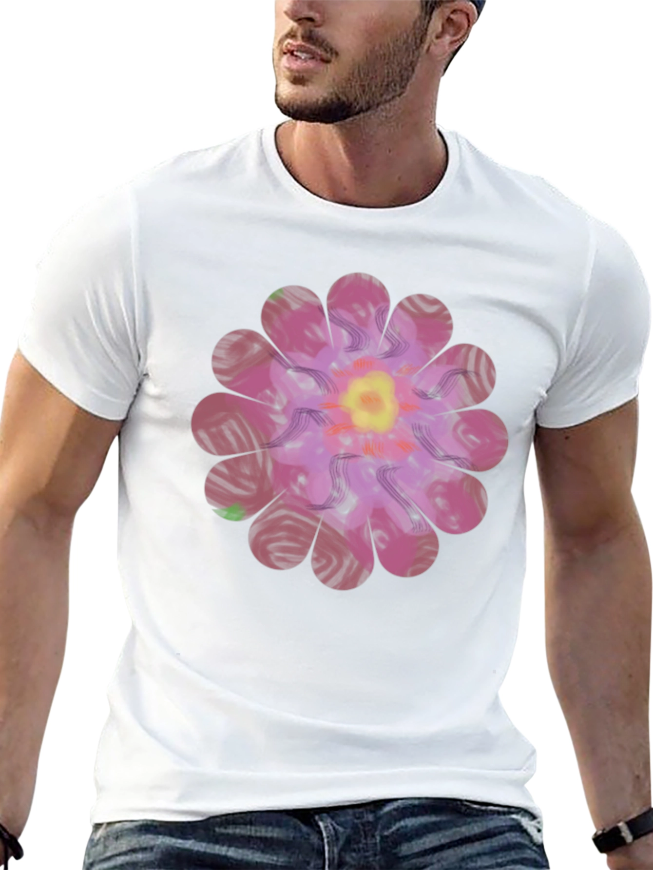 Floral Print Mens T-Shirt - Unique Design
