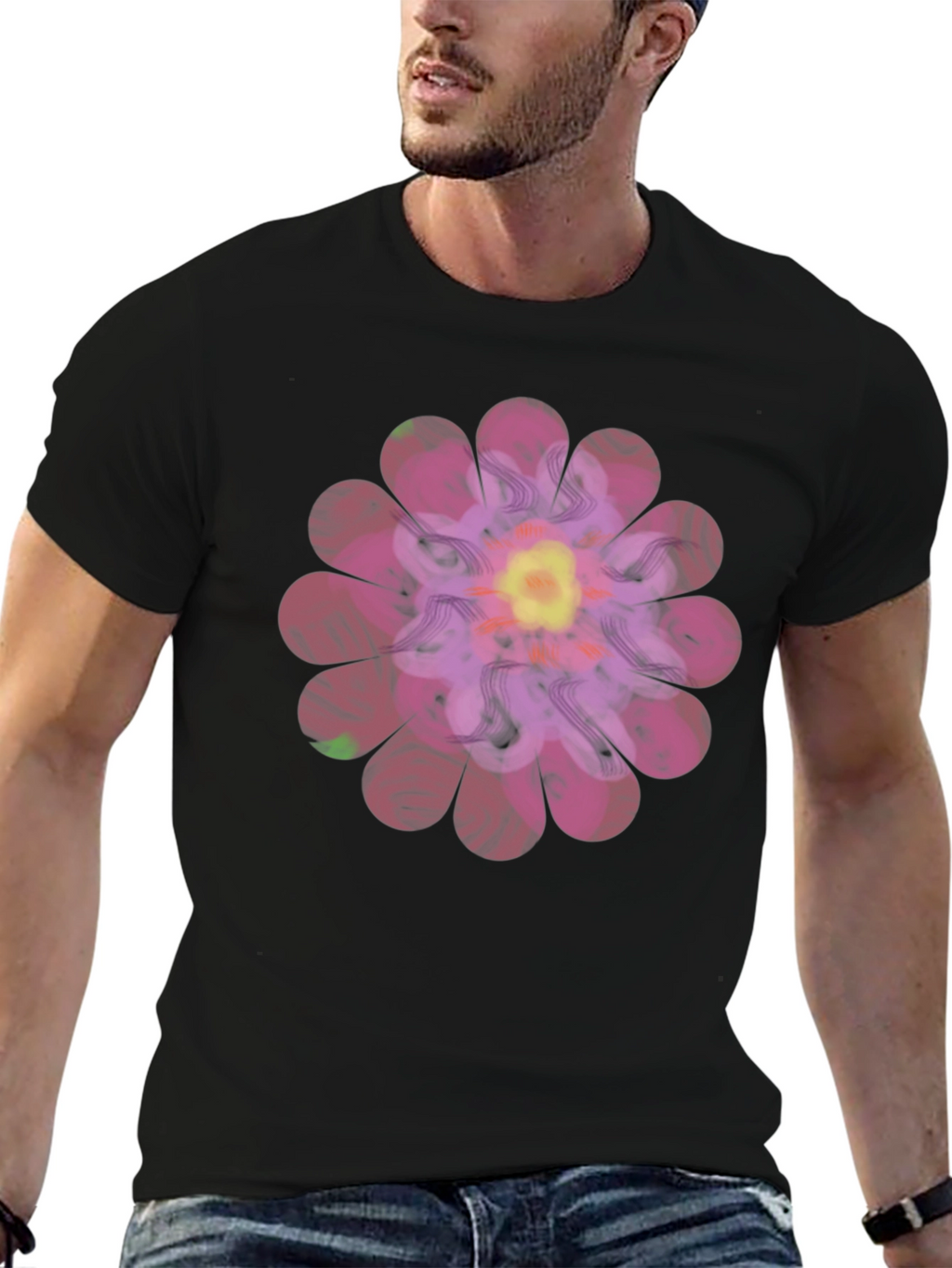 Floral Print Mens T-Shirt - Unique Design