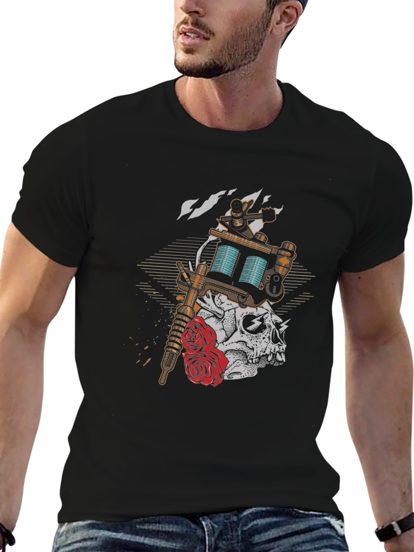 Skull & Roses Tattoo Graphic T-Shirt