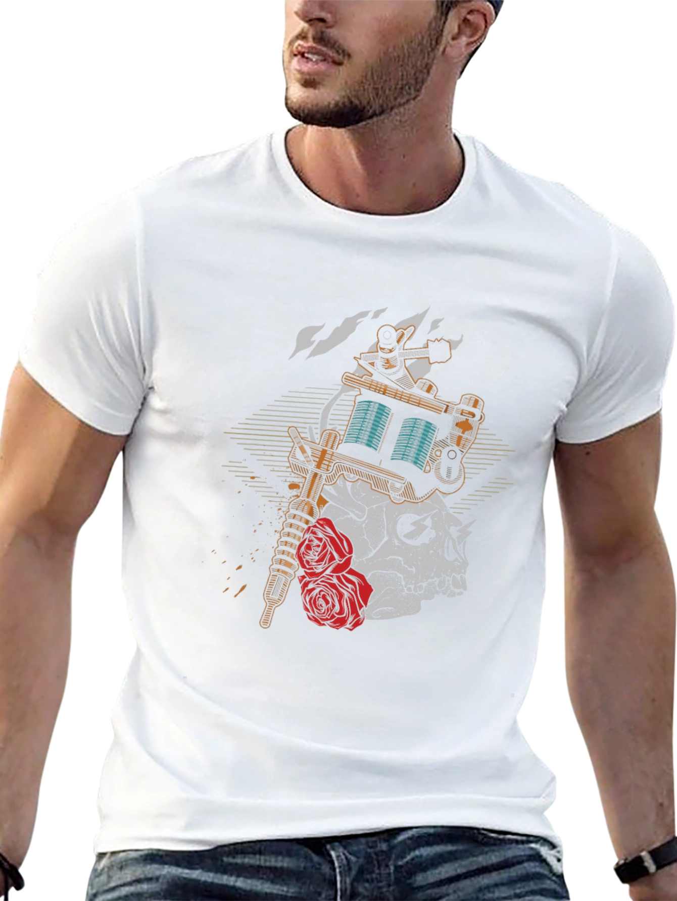 Skull & Roses Tattoo Graphic T-Shirt