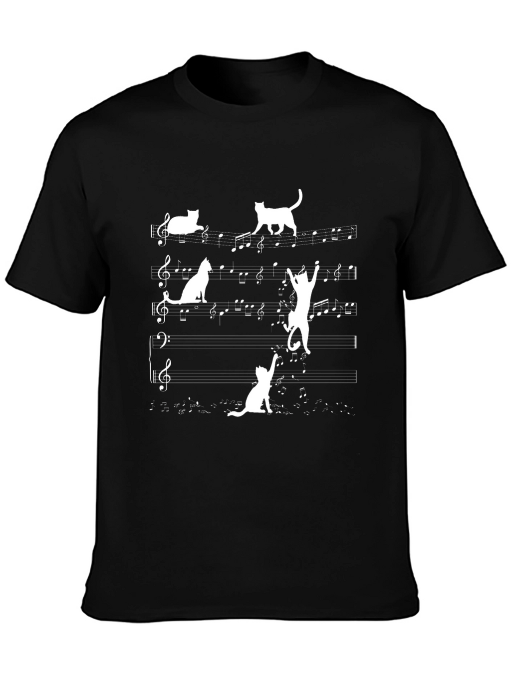 Musical Cat T-Shirt - Black Cotton Tee