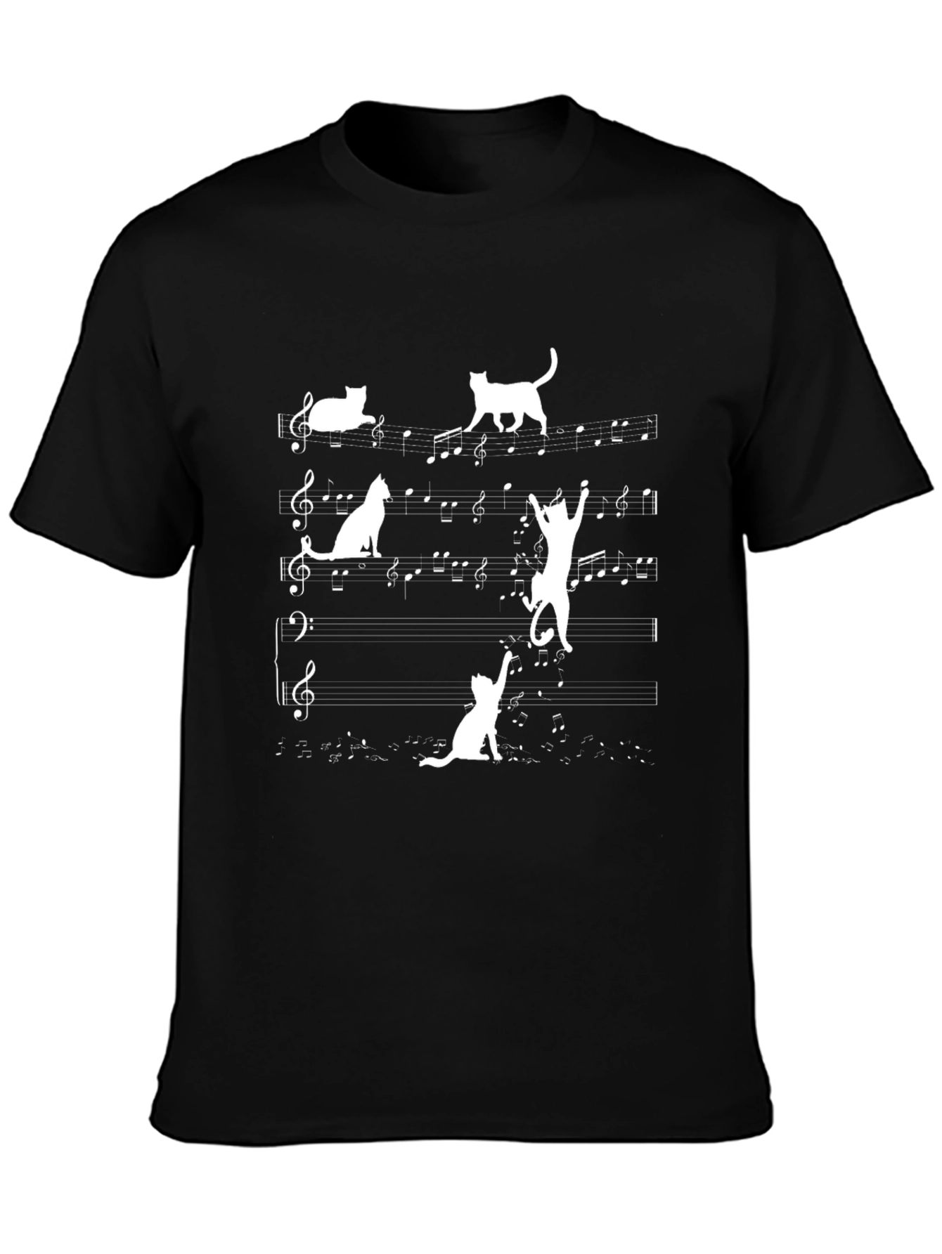 Musical Cat T-Shirt - Black Cotton Tee