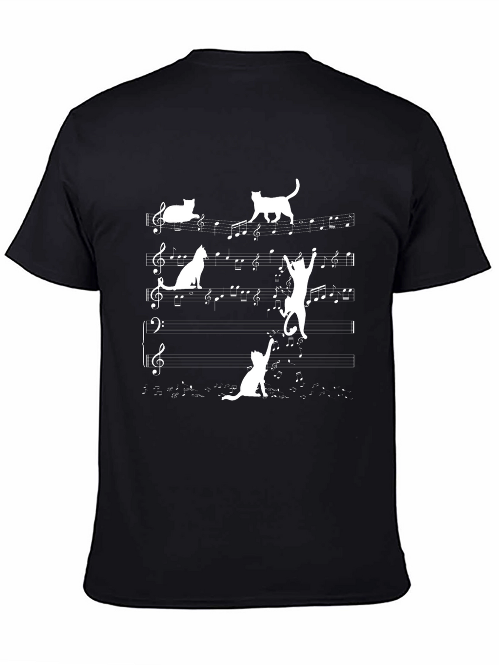 Musical Cat T-Shirt - Black Cotton Tee