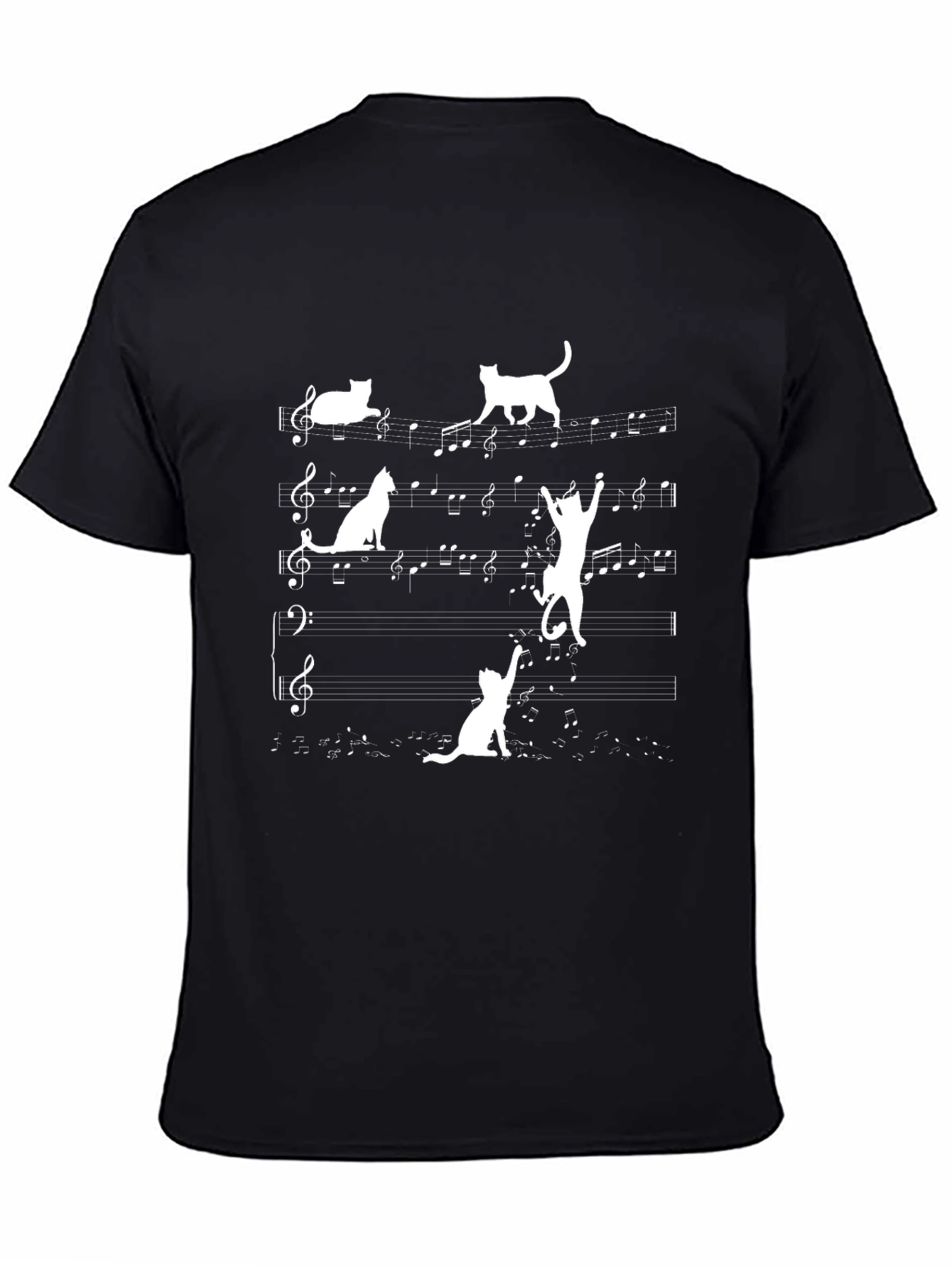 Musical Cat T-Shirt - Black Cotton Tee